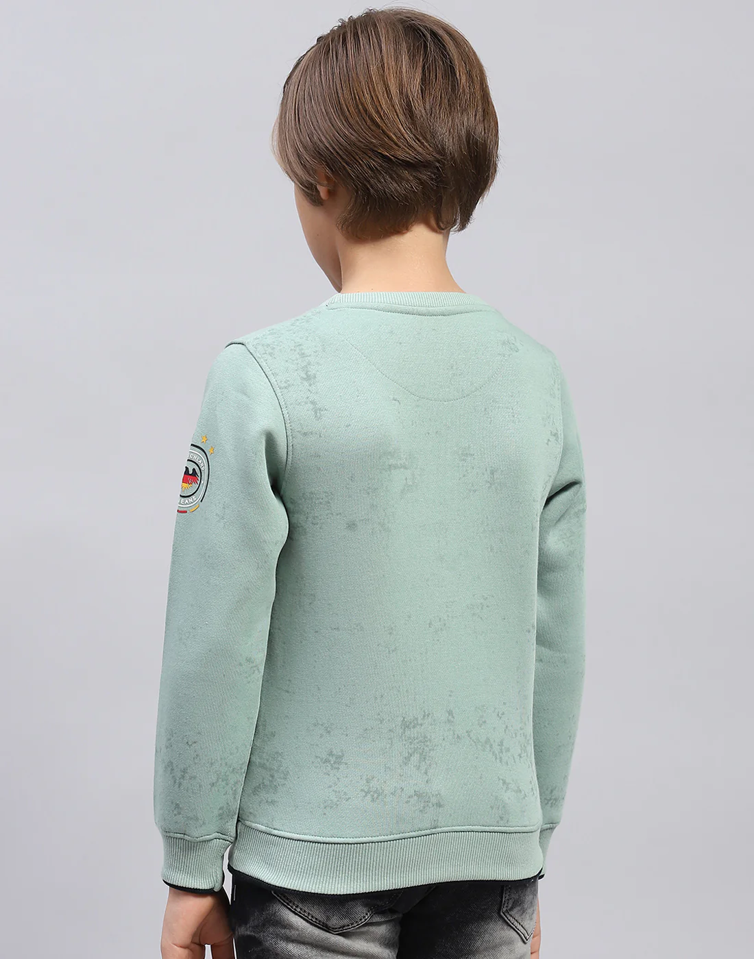 Boys Sea Green Printed Round Neck Full Sleeve Sweatshirt - Image 5