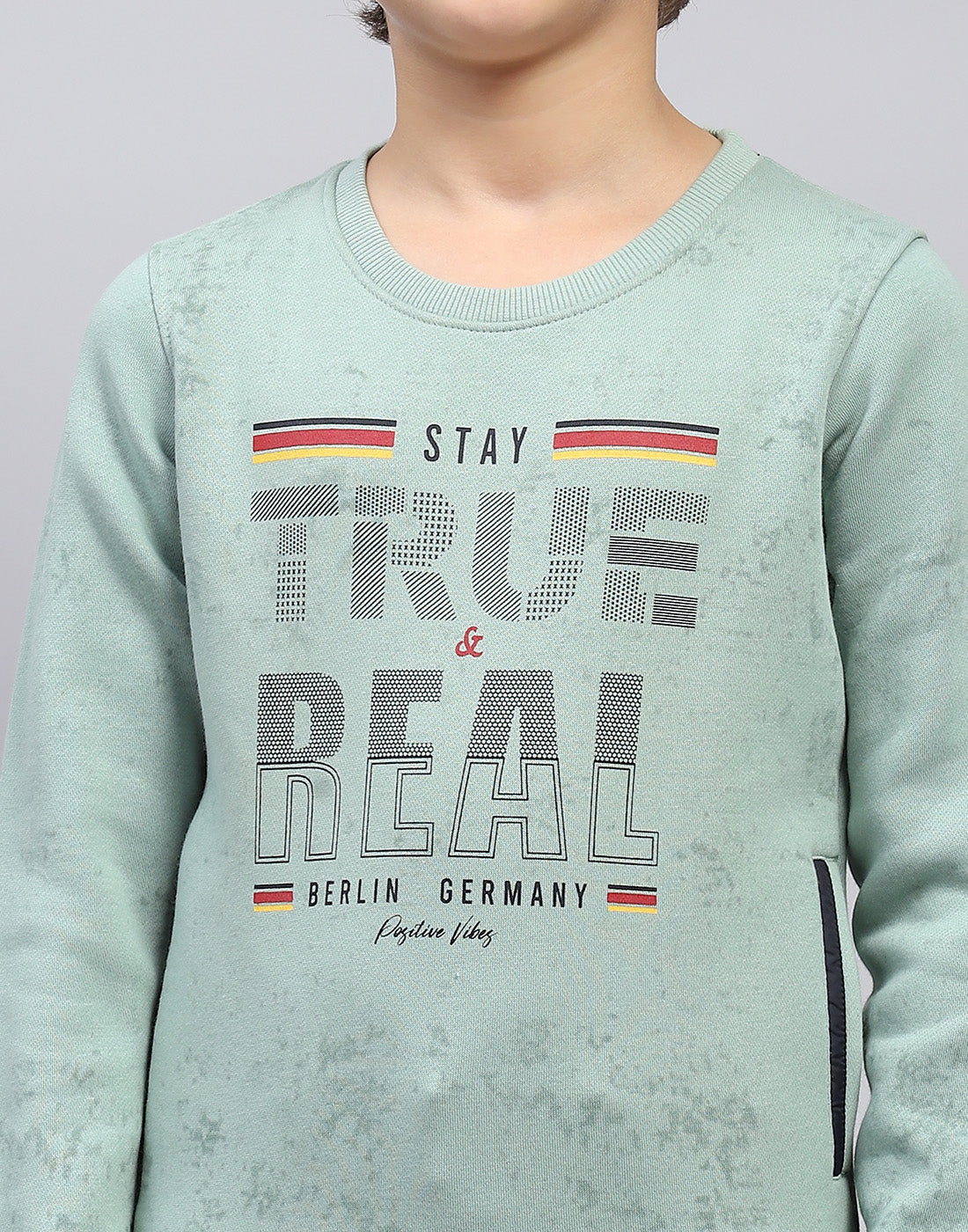 Boys Sea Green Printed Round Neck Full Sleeve Sweatshirt - Image 7