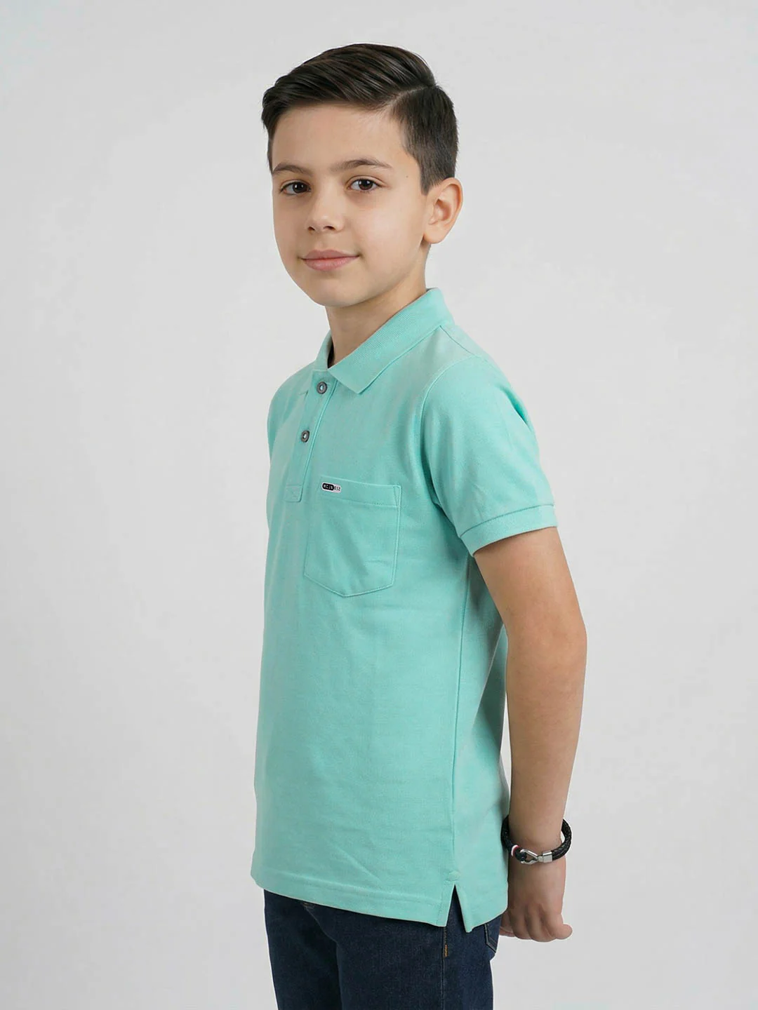 Boys Sky Blue Printed Collar Half Sleeve T-Shirt - Image 2