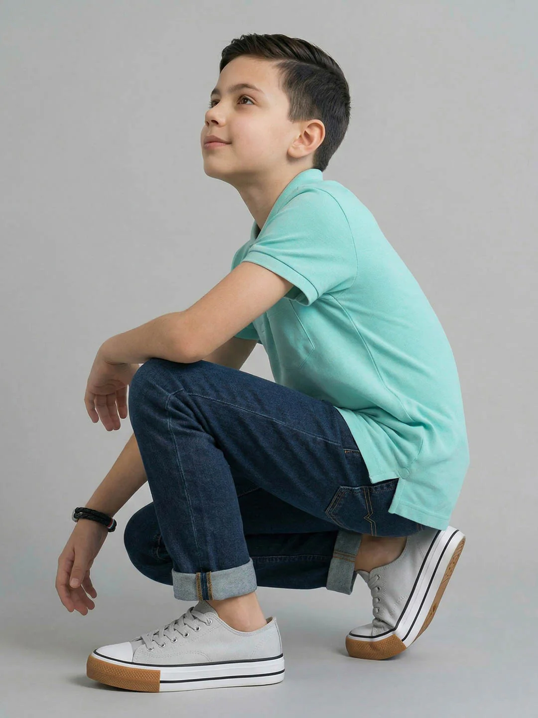 Boys Sky Blue Printed Collar Half Sleeve T-Shirt - Image 5