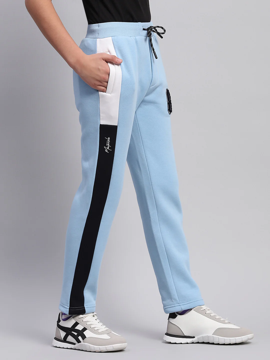 Boys Sky Blue Printed Regular Fit Lower - Image 4