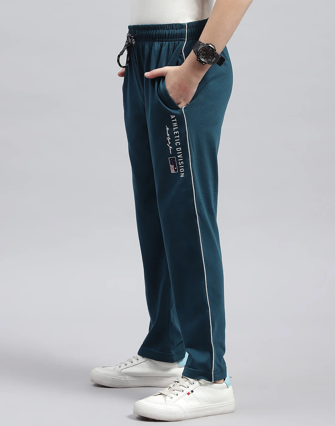 Boys Teal Blue Printed Regular Fit Lower - Image 3