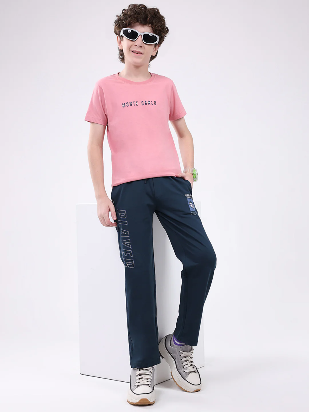 Boys Teal Blue Printed Regular Fit Lower - Image 2