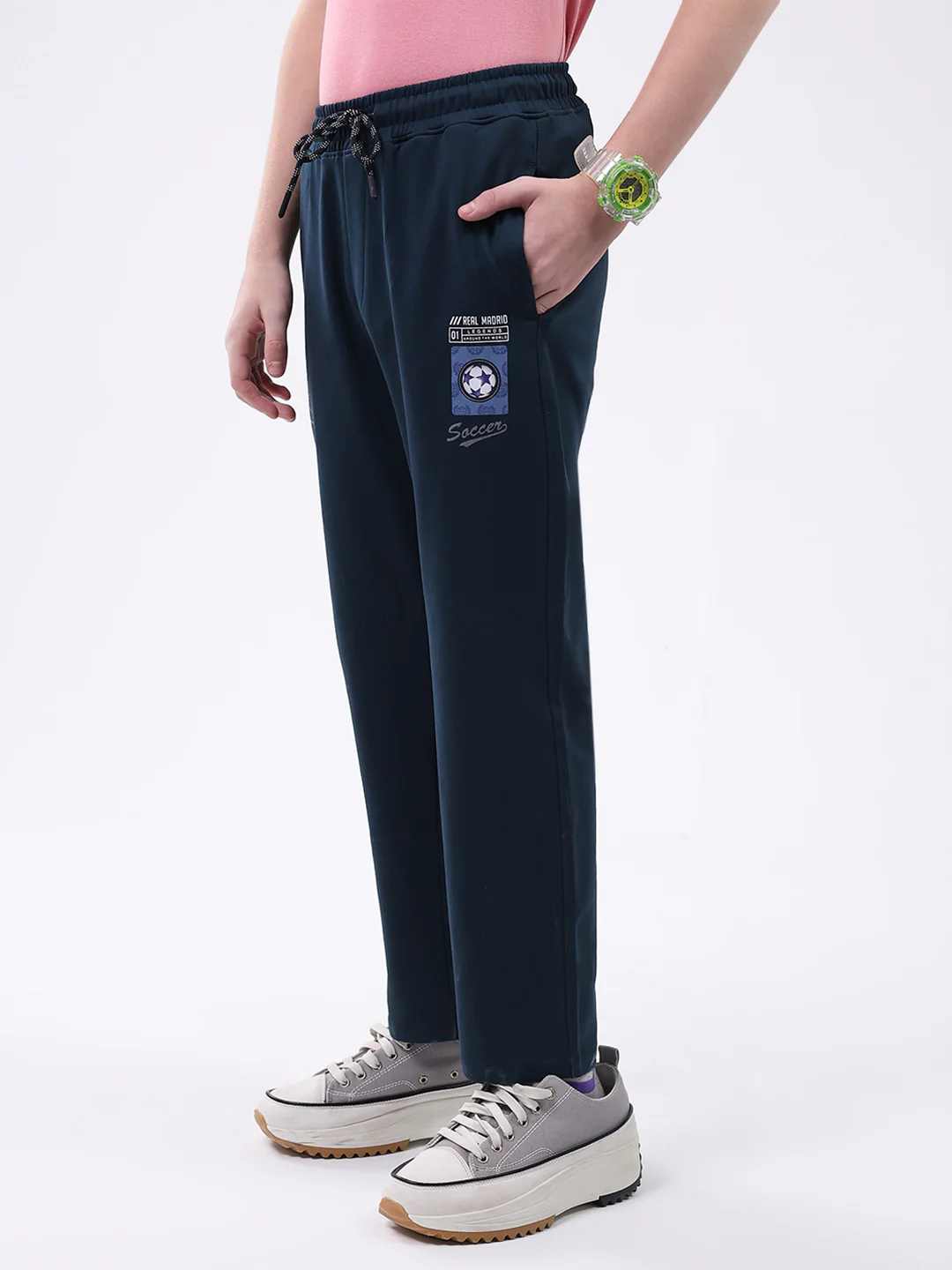 Boys Teal Blue Printed Regular Fit Lower - Image 3