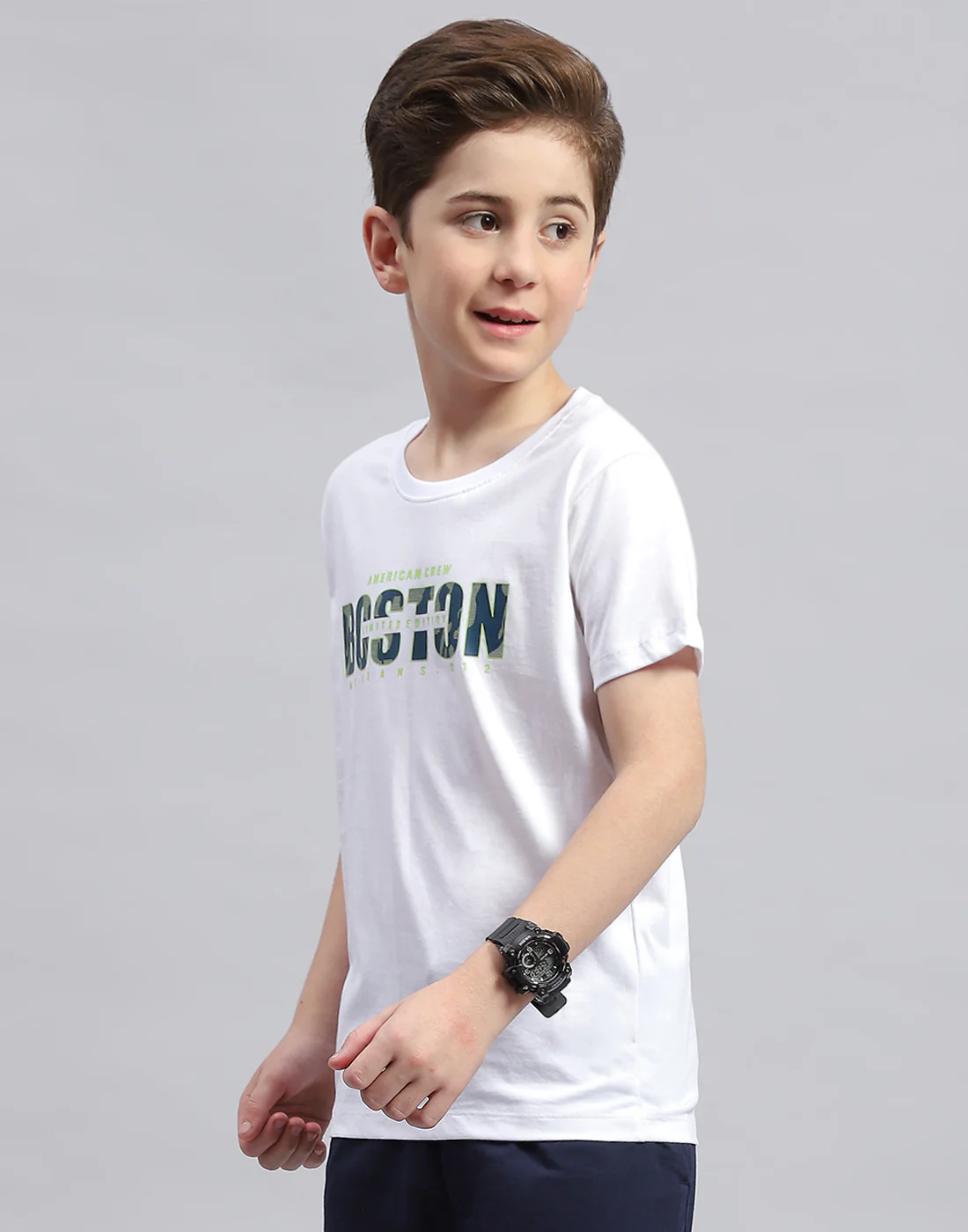 Boys Teal Blue & White Printed Round Neck Half Sleeve T-Shirt (Pack of 2) - Image 6