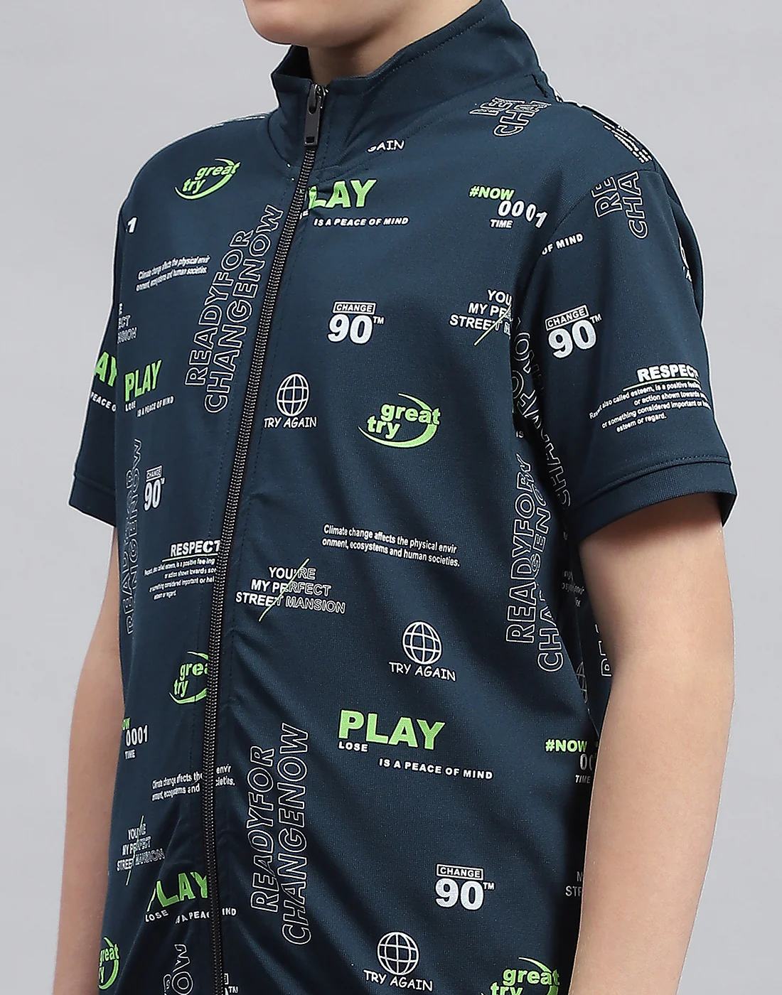 Boys Teal Blue & White Printed Round Neck Half Sleeve T-Shirt (Pack of 2) - Image 7