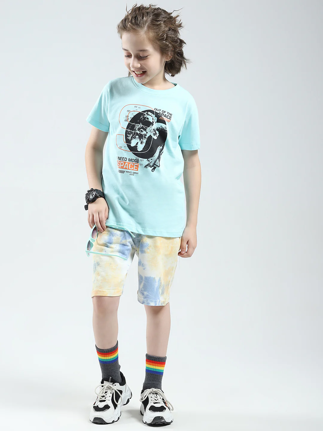 Boys White & Blue Printed Round Neck Half Sleeve T-Shirt (Pack of 2) - Image 2