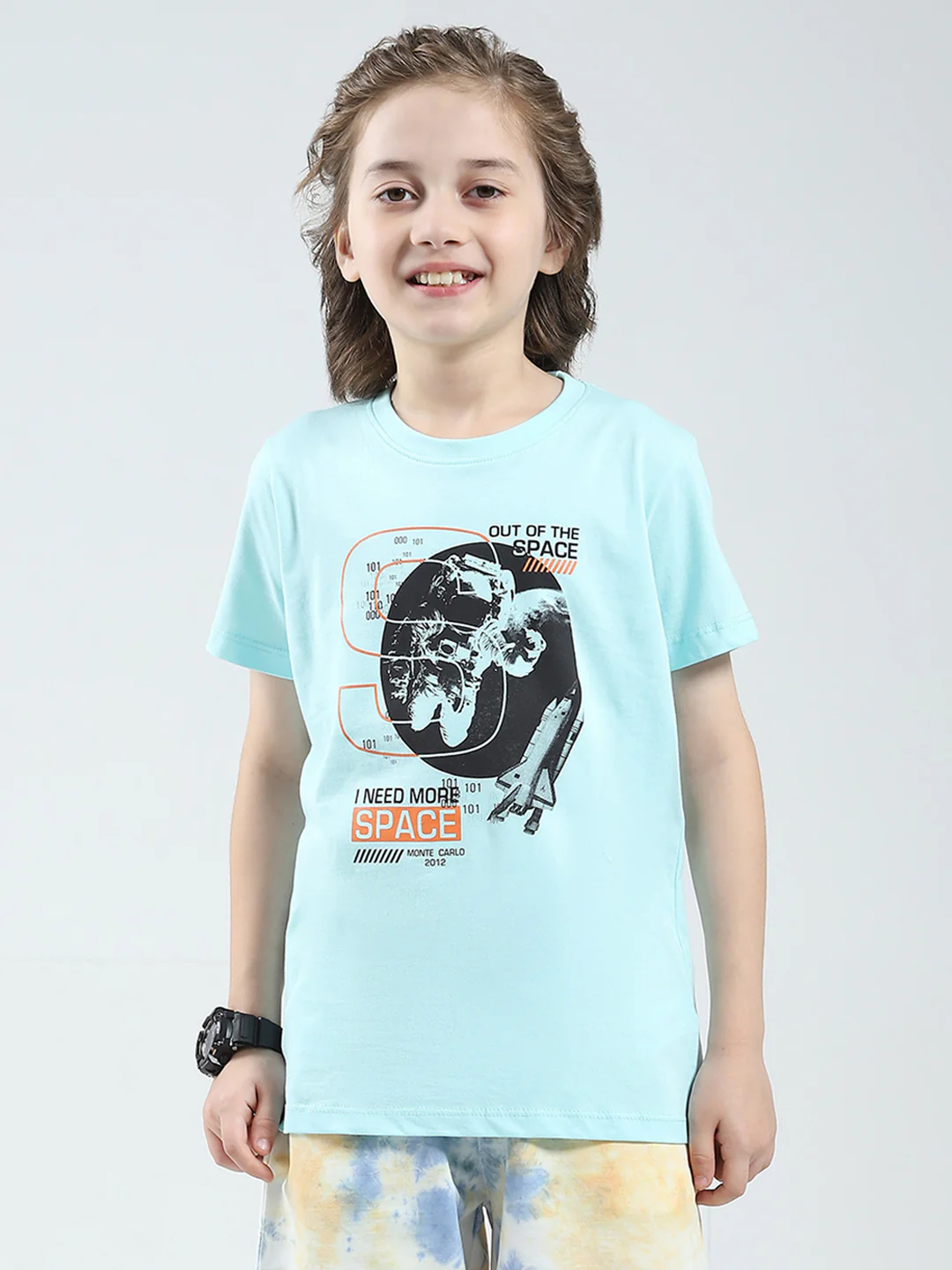 Boys White & Blue Printed Round Neck Half Sleeve T-Shirt (Pack of 2) - Image 3