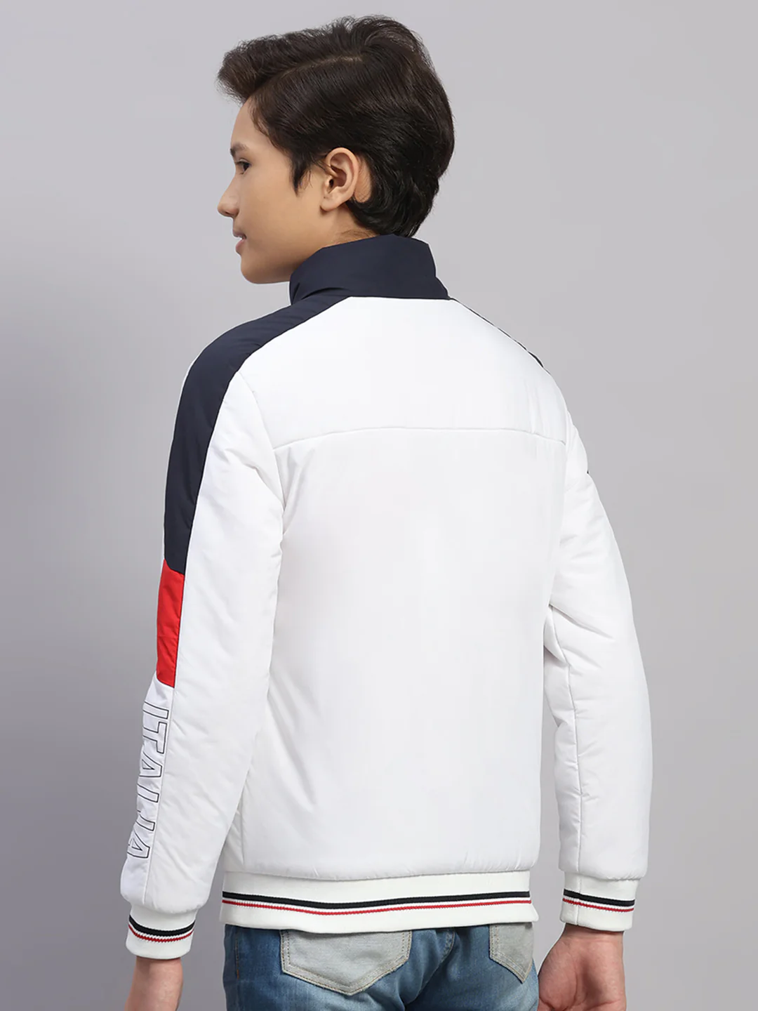 Boys White Embroidered Collar Full Sleeve Jacket - Image 5