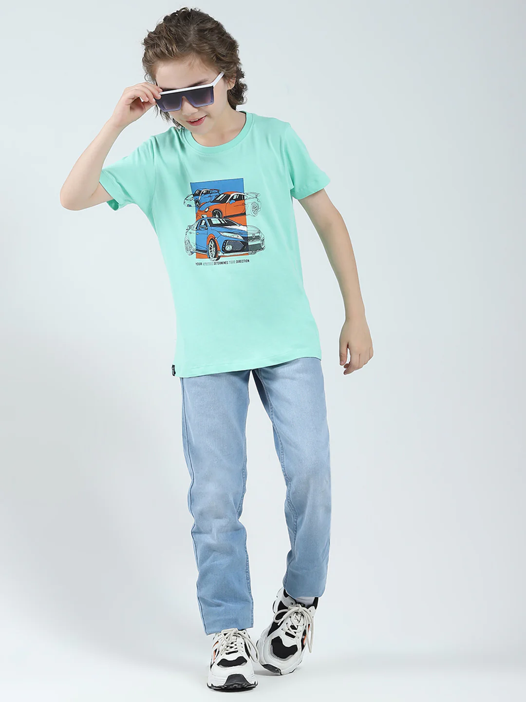 Boys White, Green & Blue Printed Round Neck Half Sleeve T-Shirt (Pack of 3) - Image 2