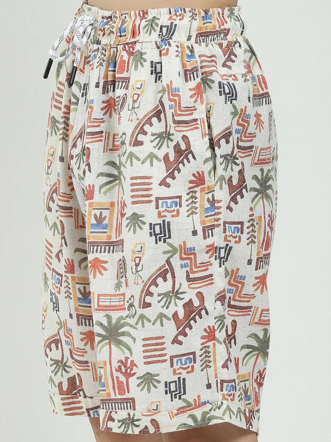 Boys White Printed Collar Half Sleeve Cords Set - Image 10