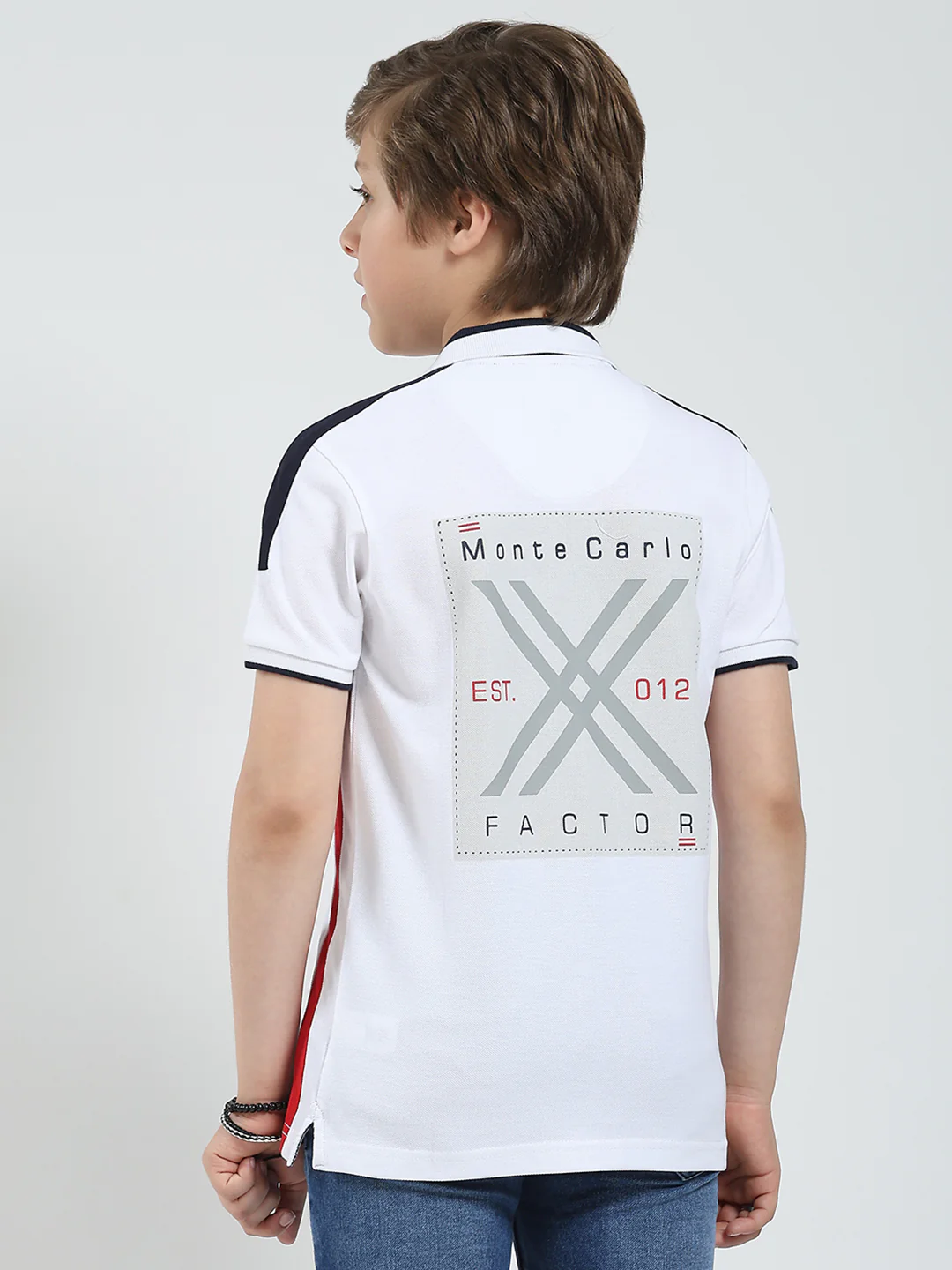 Boys White Printed Collar Half Sleeve T-Shirt - Image 5