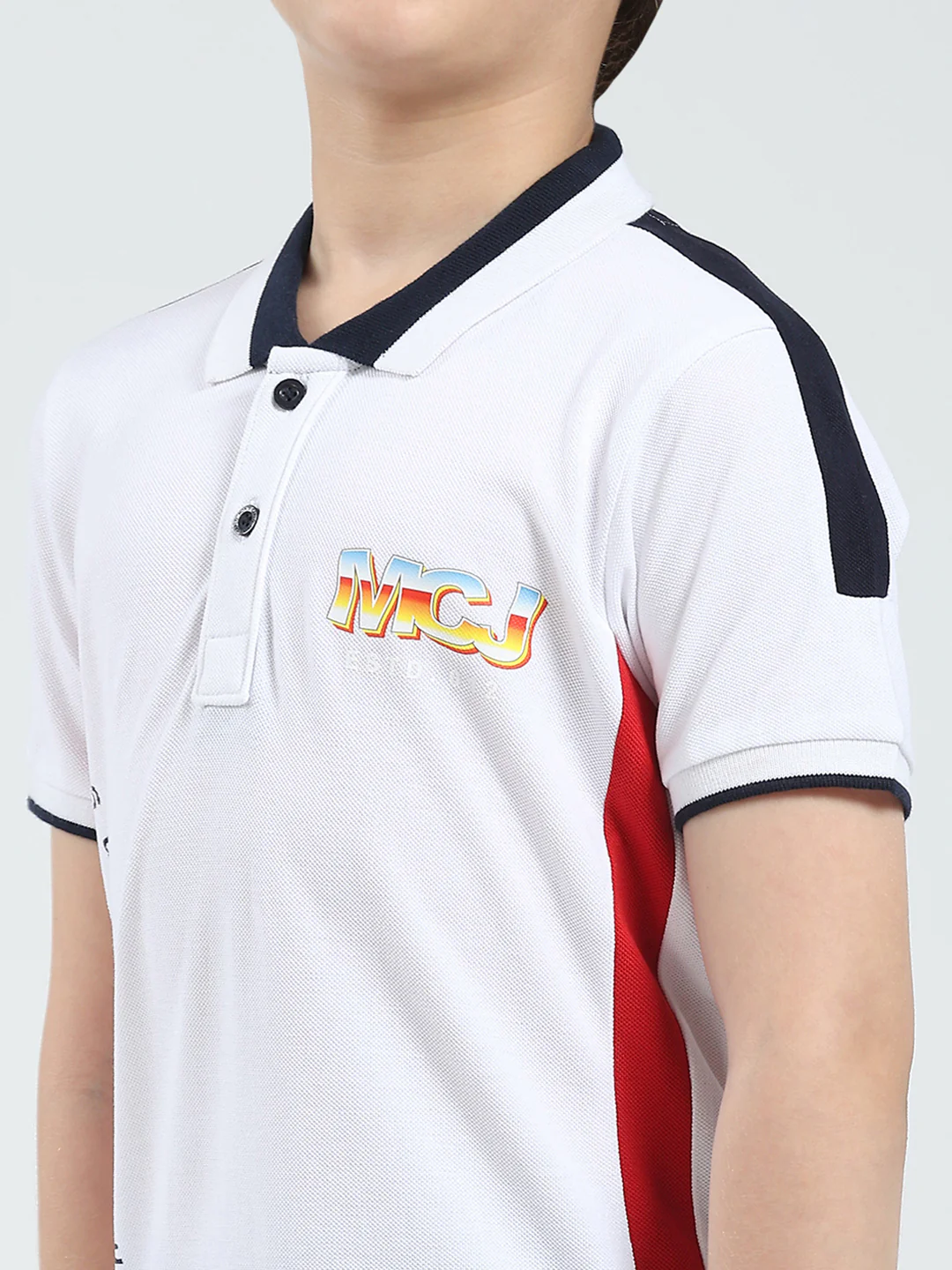 Boys White Printed Collar Half Sleeve T-Shirt - Image 7