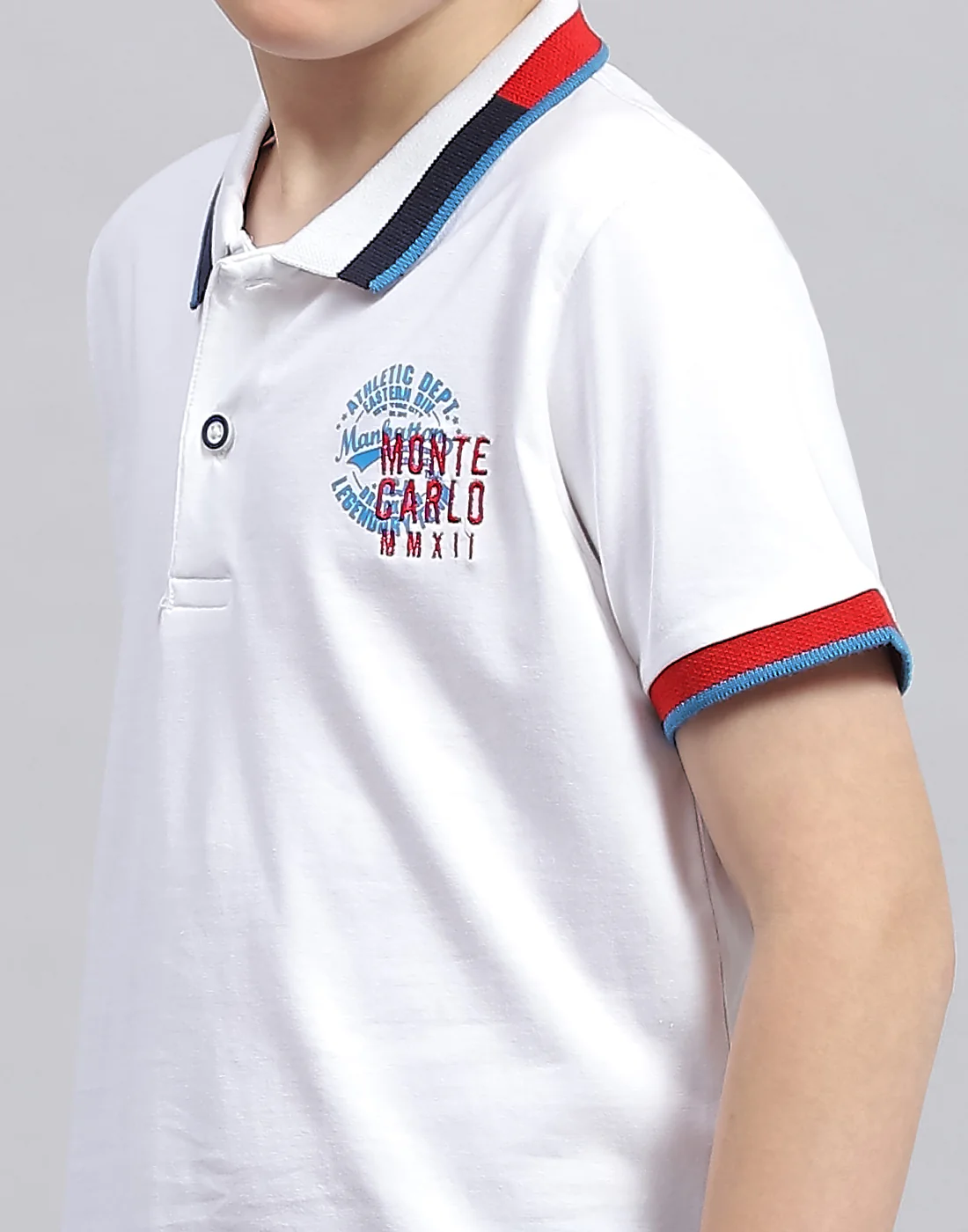 Boys White Printed Polo Collar Half Sleeve T-Shirt - Image 7