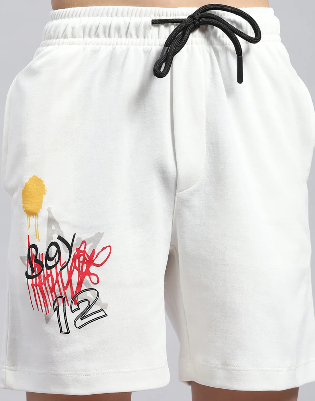 Boys White Printed Round Neck Half Sleeve Bermuda Set - Image 8