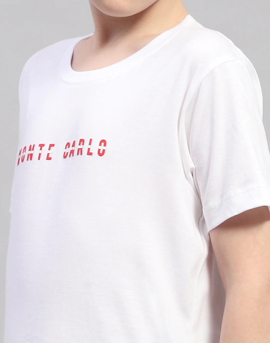 Boys White Printed Round Neck Half Sleeve T-Shirt - Image 6