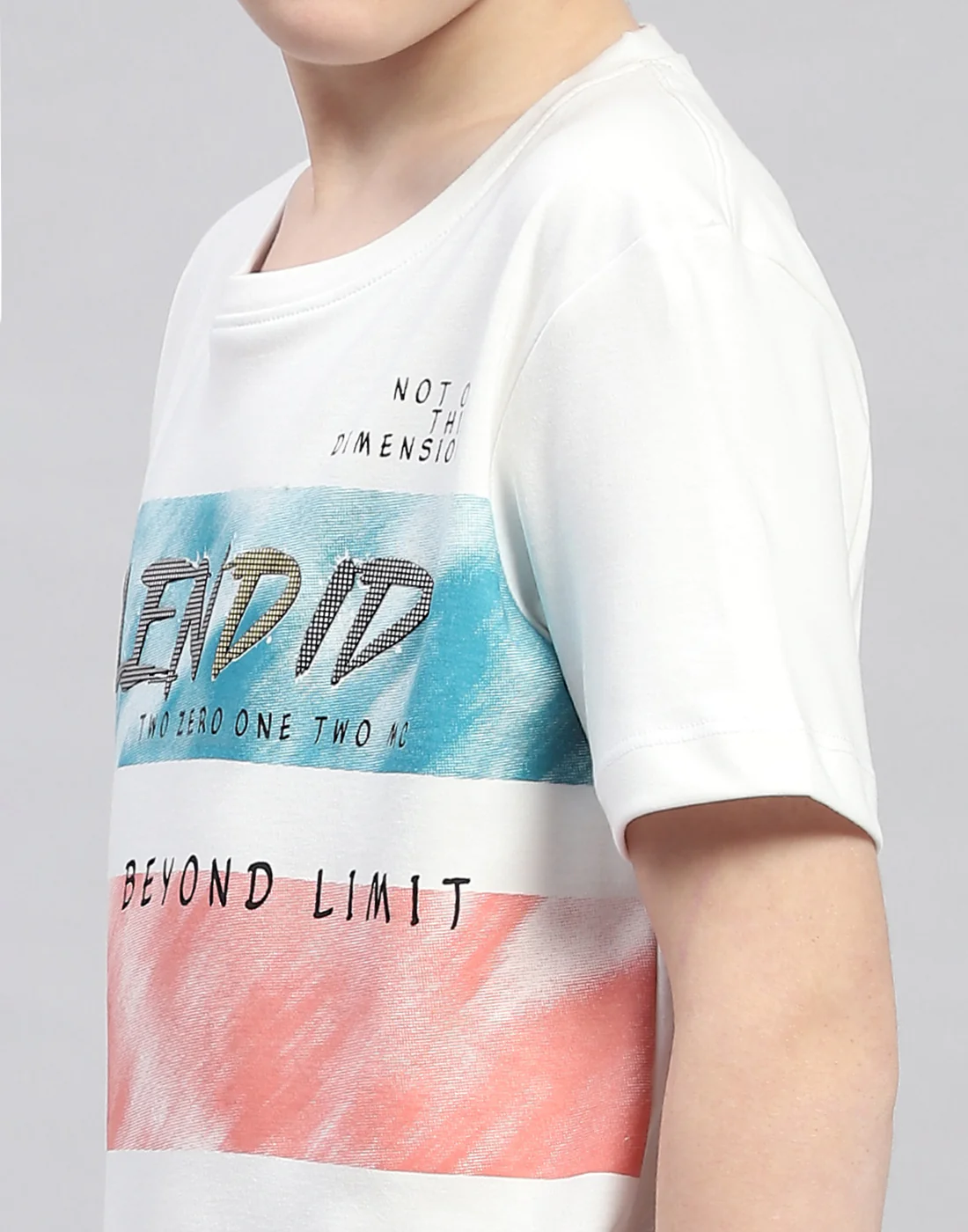 Boys White Printed Round Neck Half Sleeve T-Shirt - Image 7