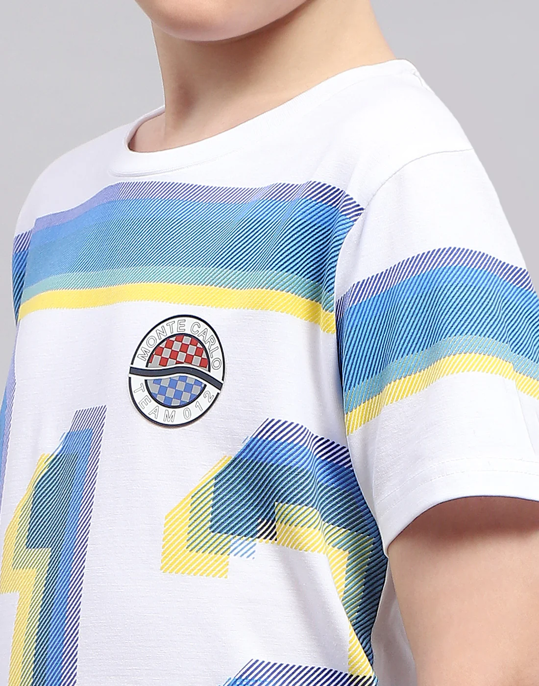 Boys White Printed Round Neck Half Sleeve T-Shirt - Image 7