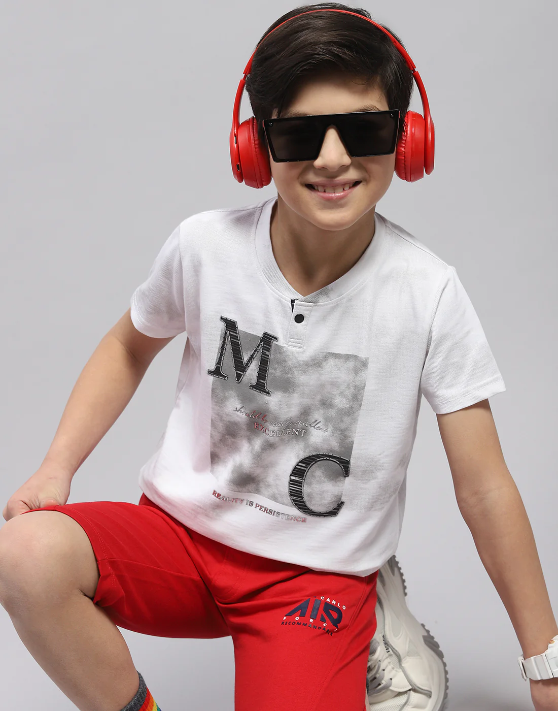 Boys White Printed Round Neck Half Sleeve T-Shirt - Image 6