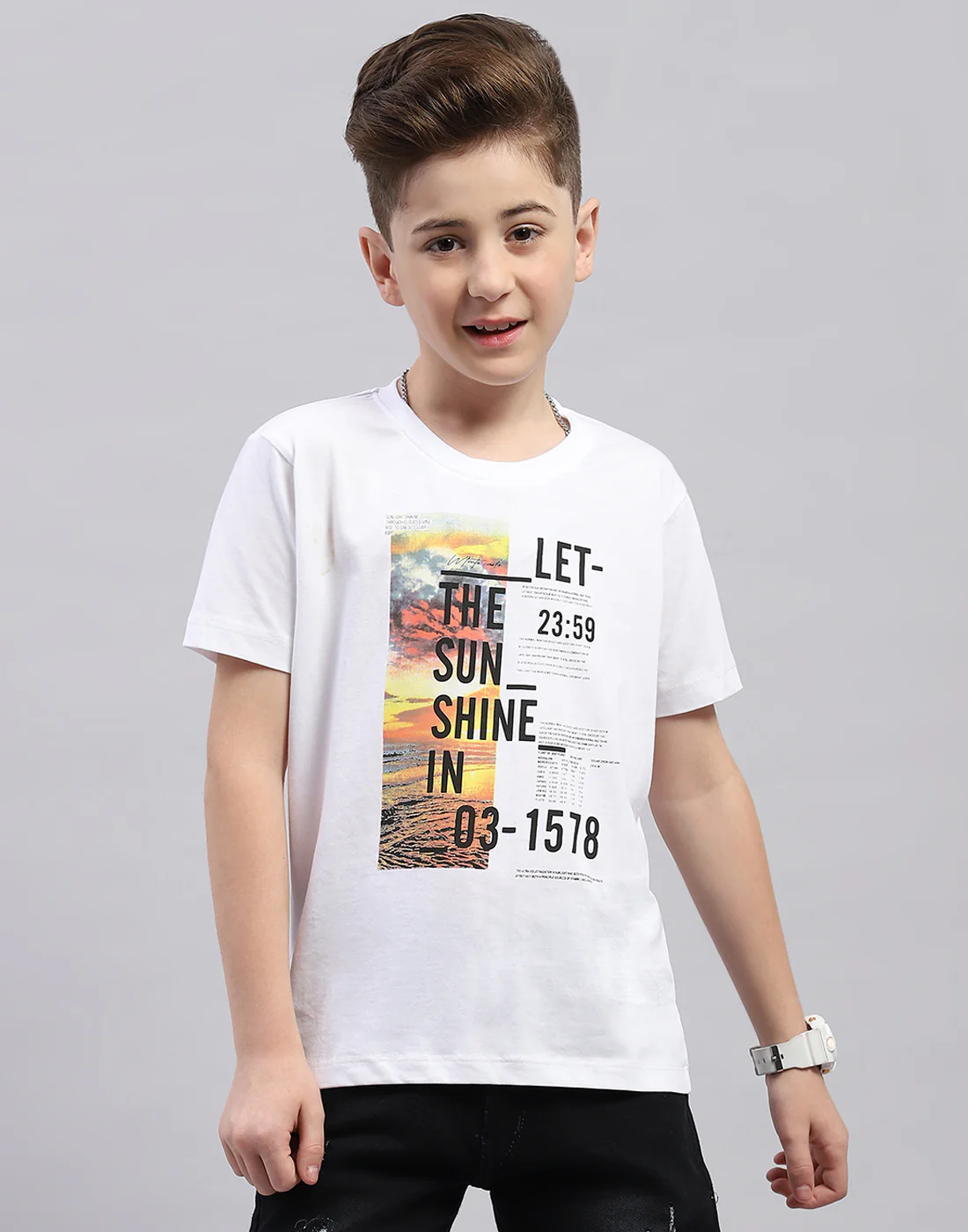 Boys White Printed Round Neck Half Sleeve T-Shirt (Pack of 2) - Image 6