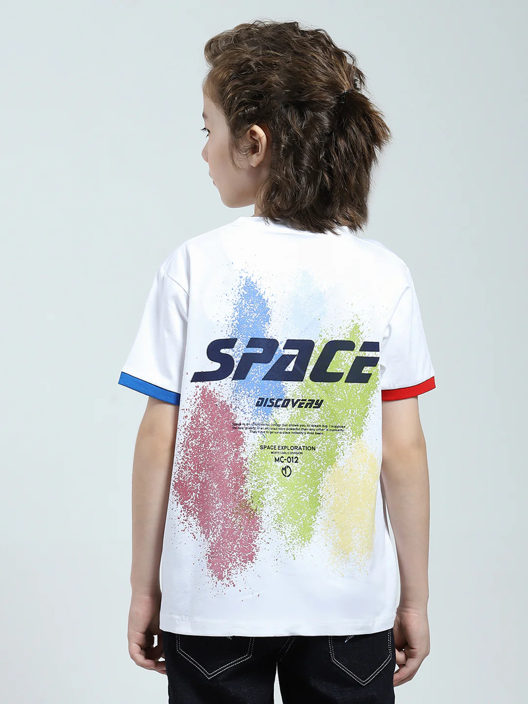 Boys White Printed Round Neck Half Sleeve T-Shirt - Image 5