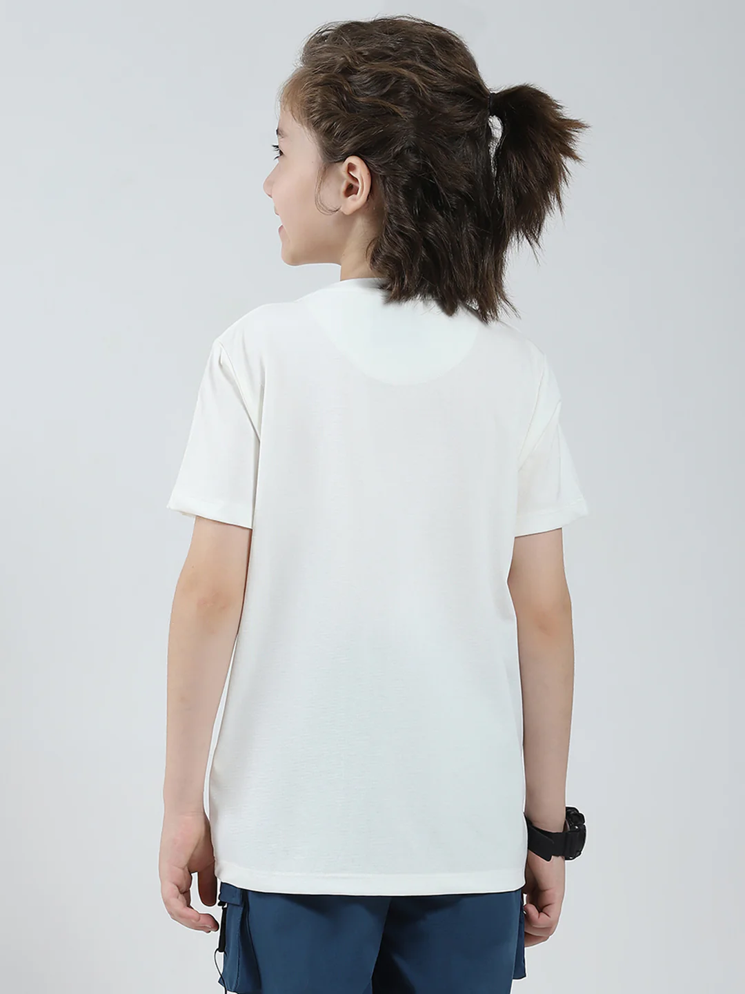 Boys White Printed Round Neck Half Sleeve T-Shirt - Image 5