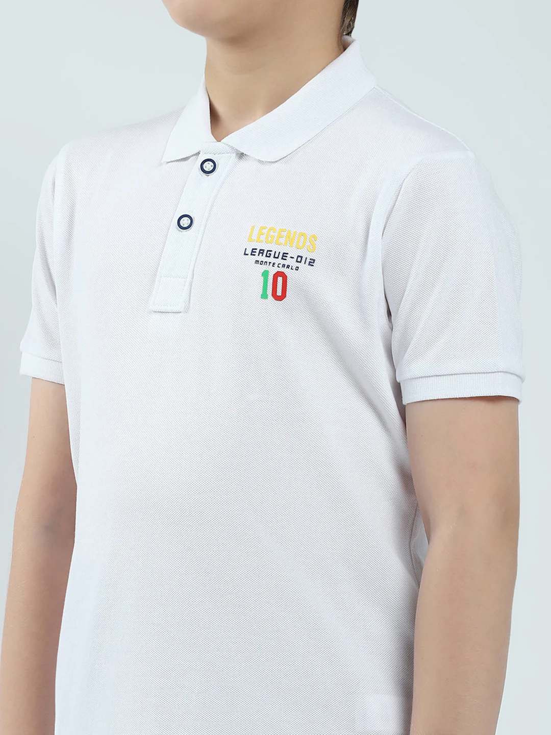 Boys White Solid Collar Half Sleeve T-Shirt - Image 6