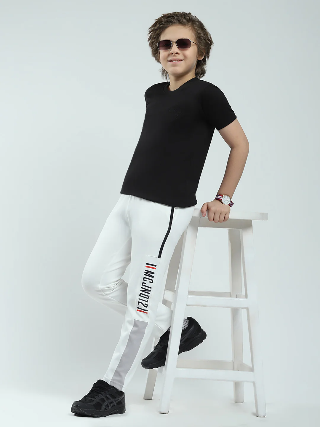Boys White Solid Regular Fit Lower - Image 2