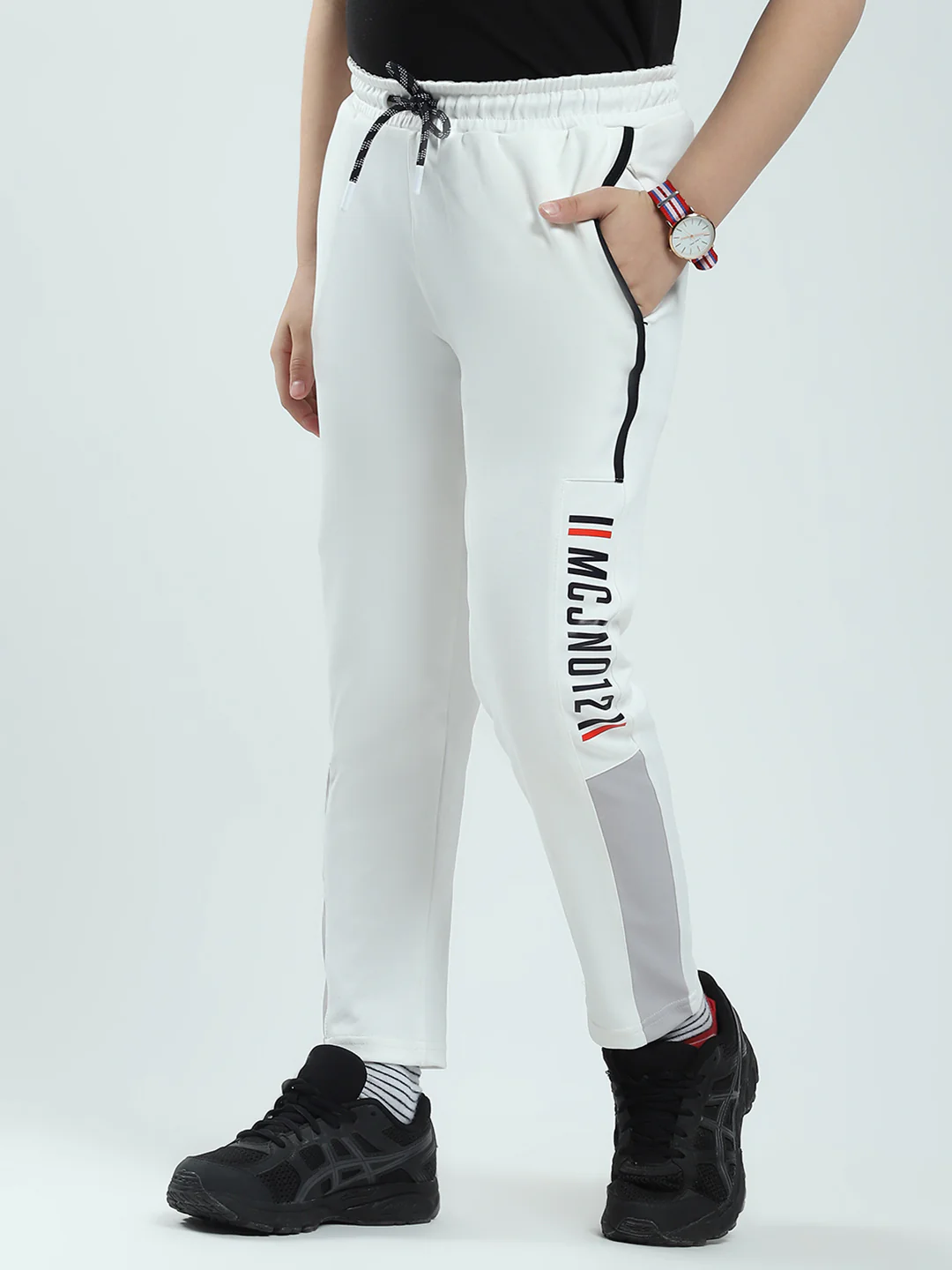 Boys White Solid Regular Fit Lower - Image 3