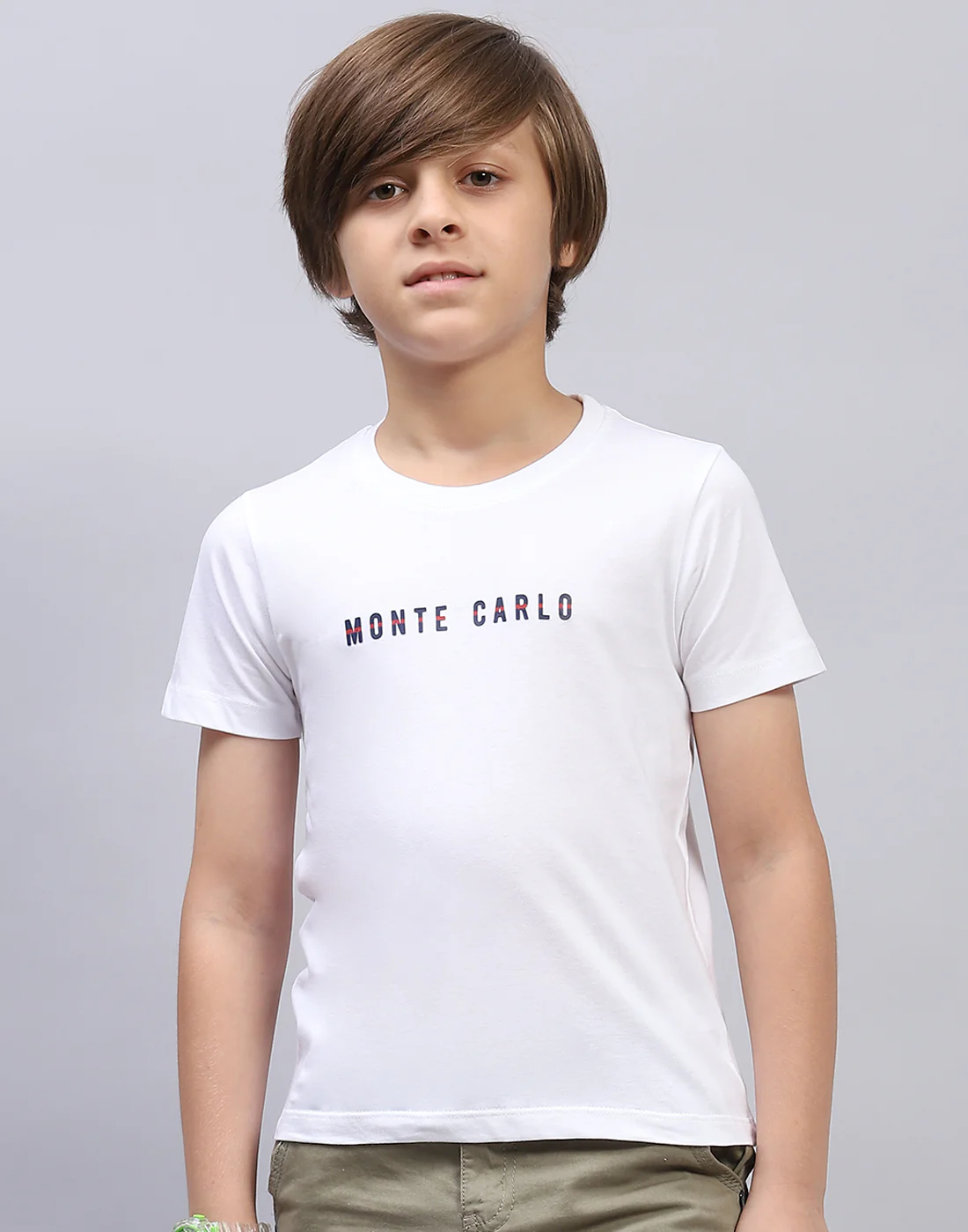 Boys White Solid Round Neck Half Sleeve T-Shirt - Image 2
