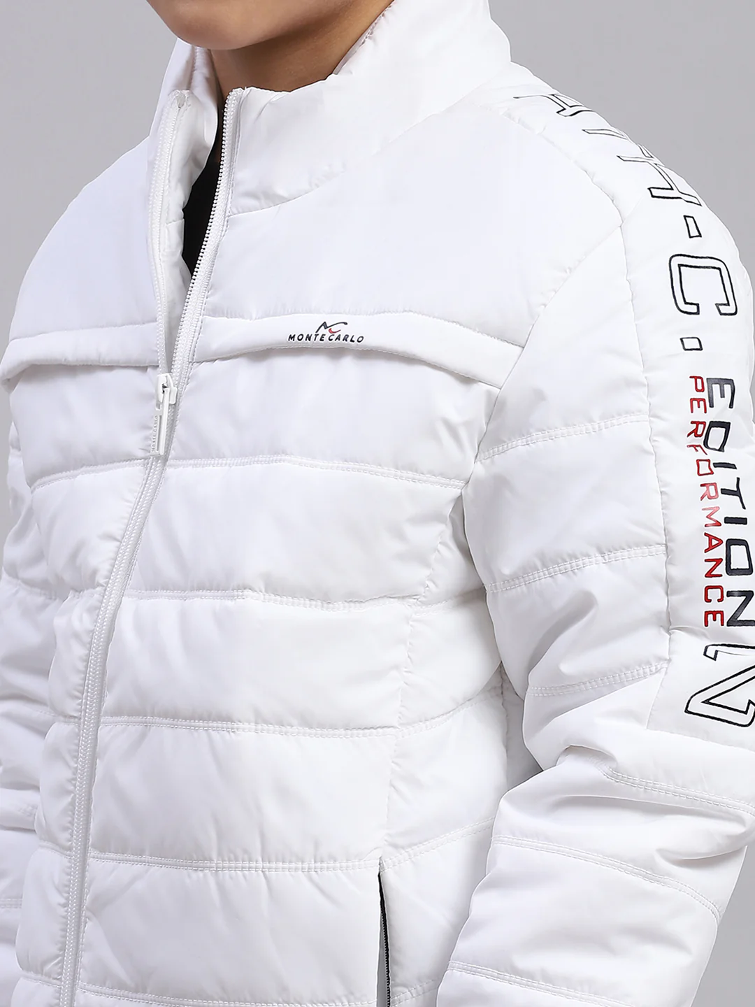 Boys White Solid Stand Collar Full Sleeve Boys Jacket - Image 7