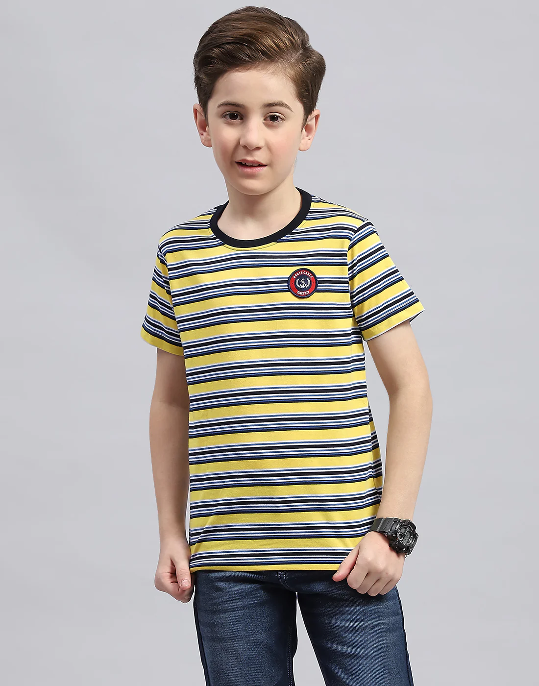 Boys Yellow, Aqua Blue & Coral Printed Round Neck Half Sleeve T-Shirt (Pack of 3) - Image 10