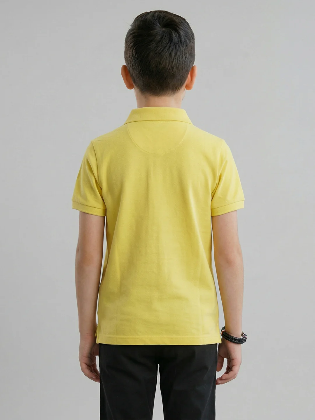 Boys Yellow Printed Collar Half Sleeve T-Shirt - Image 4
