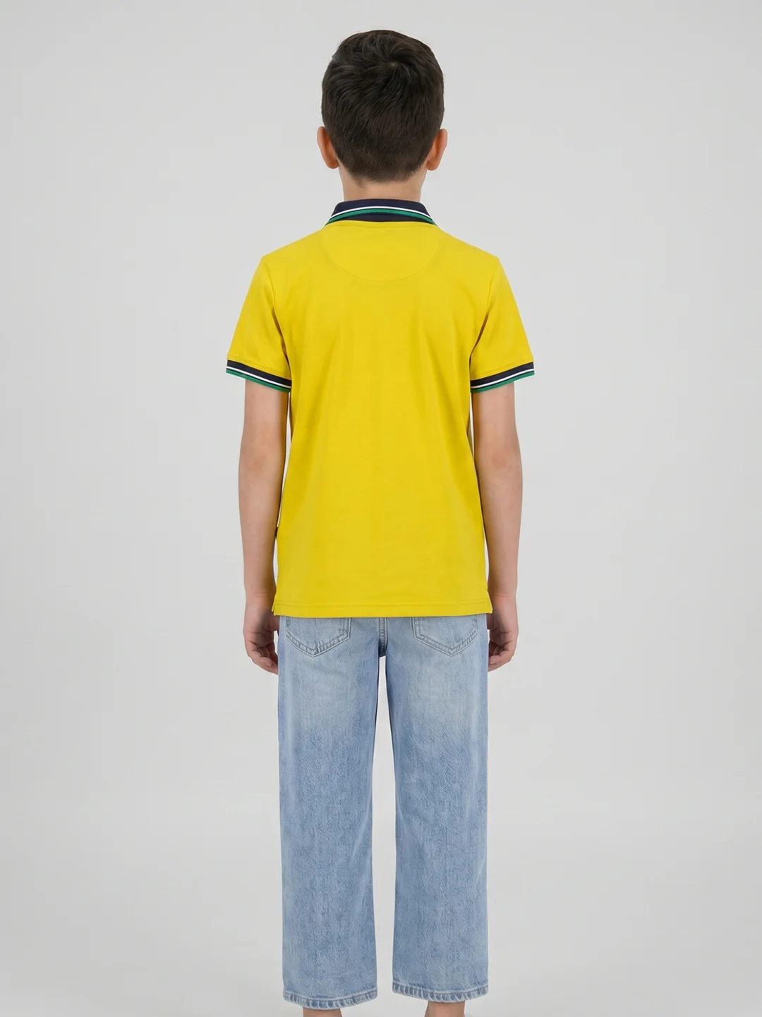 Boys Yellow Printed Collar Half Sleeve T-Shirt - Image 4