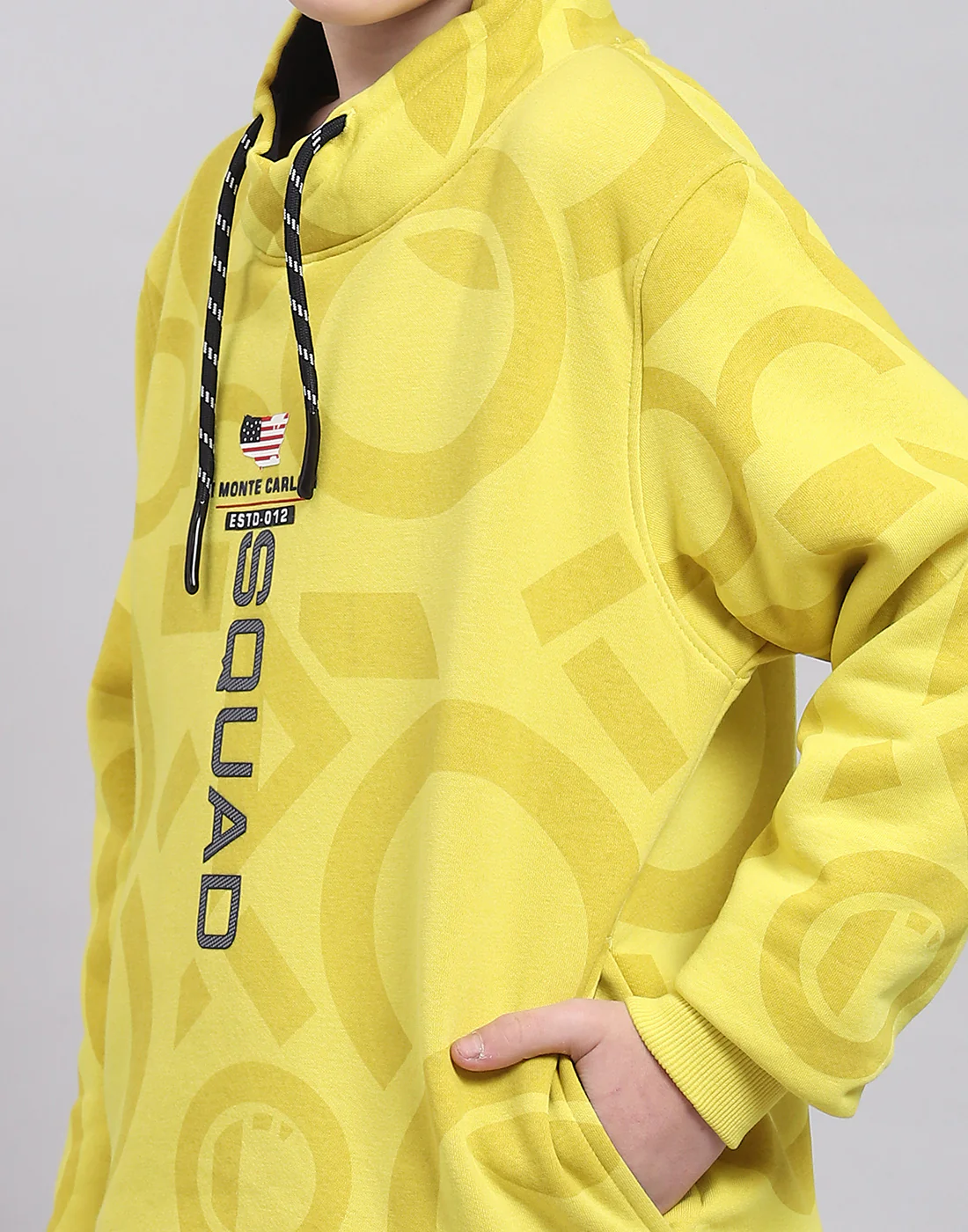 Boys Yellow Printed F Neck Full Sleeve Sweatshirt - Image 7