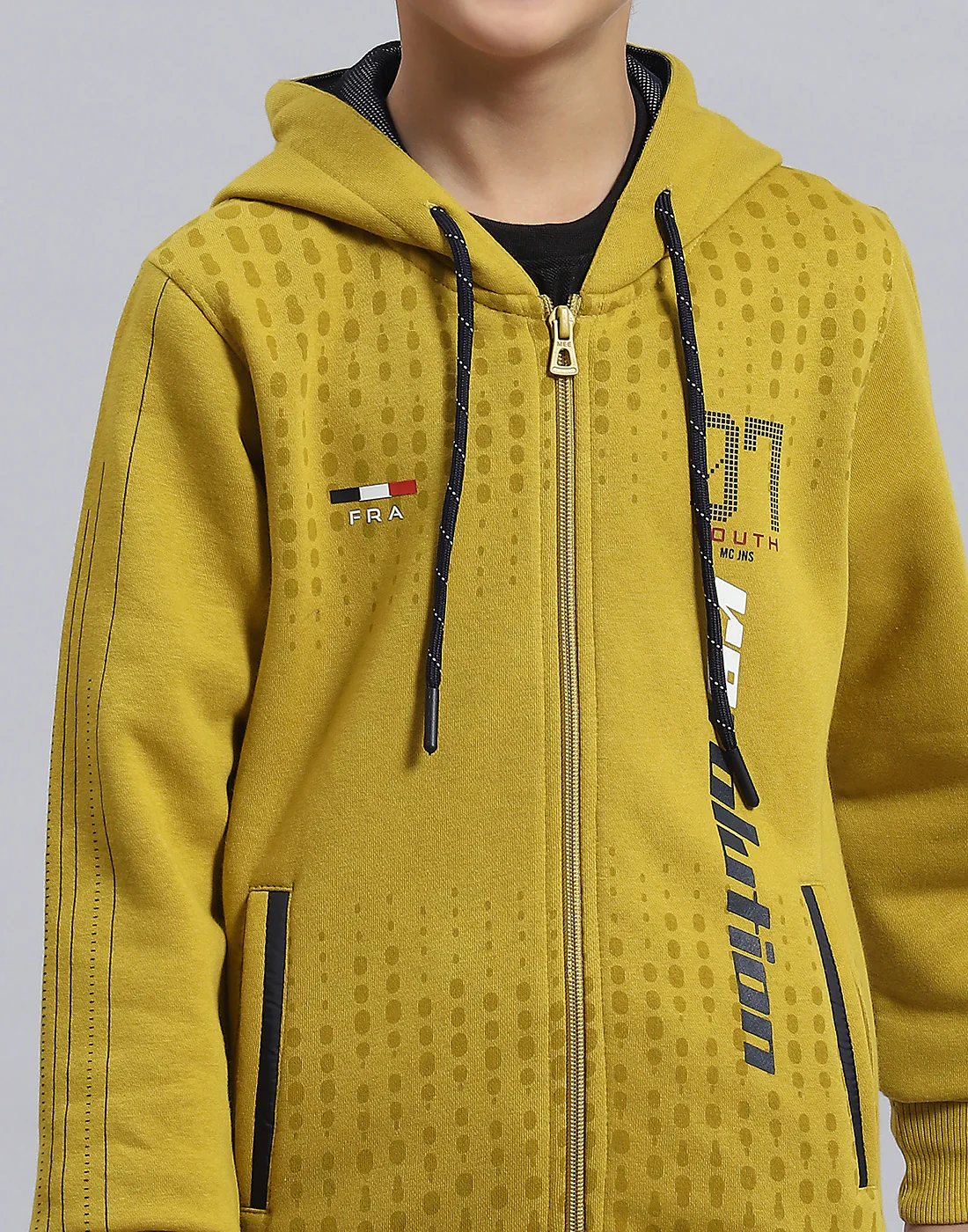 Boys Yellow Printed Hooded Full Sleeve Sweatshirt - Image 6