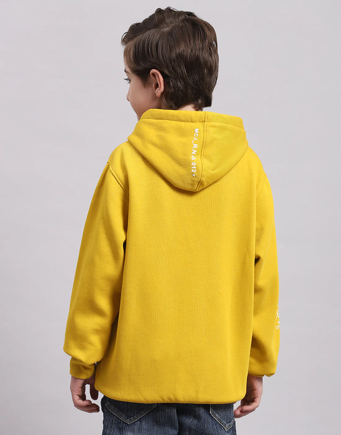 Boys Yellow Printed Hooded Full Sleeve Sweatshirt - Image 5