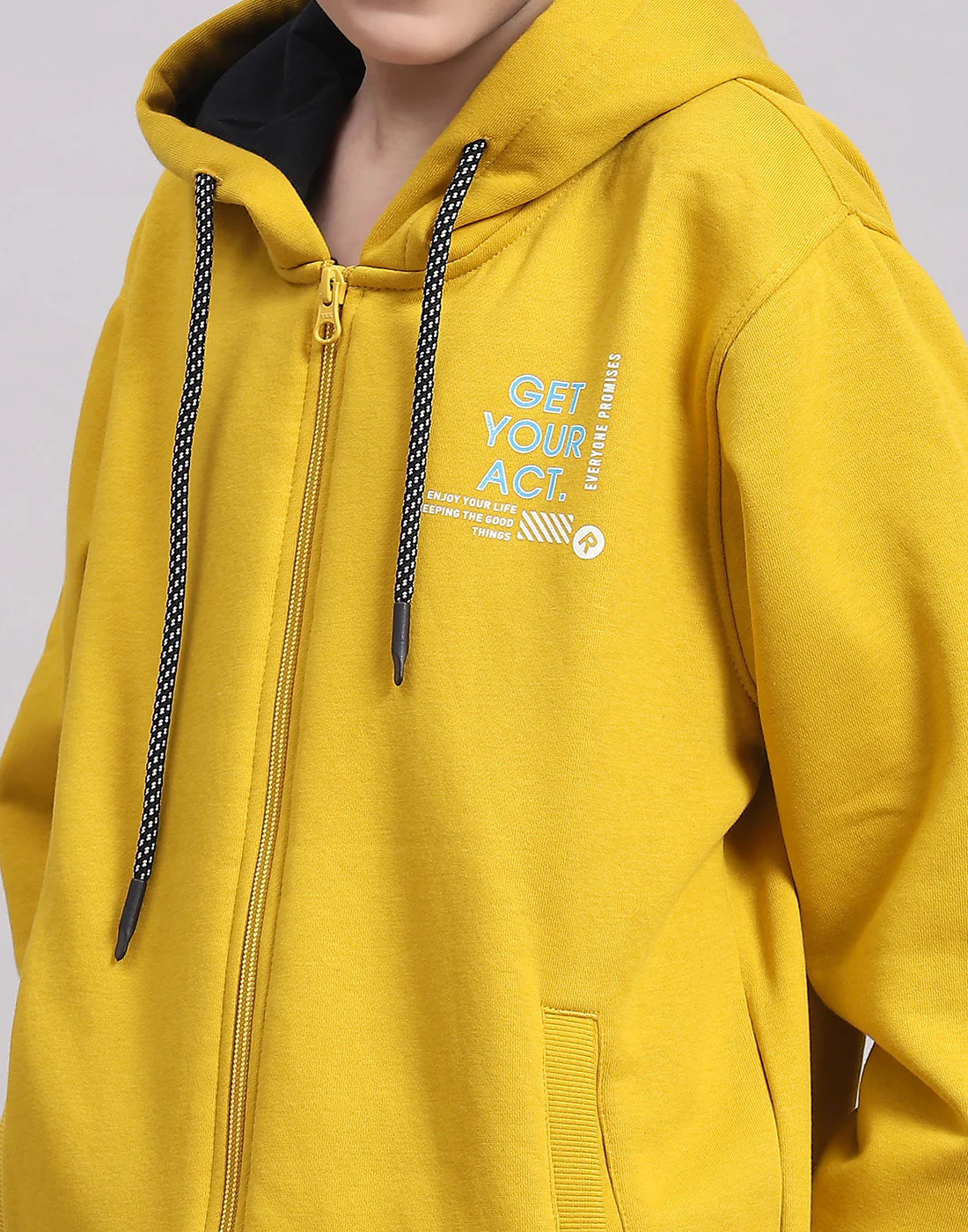 Boys Yellow Printed Hooded Full Sleeve Sweatshirt - Image 6