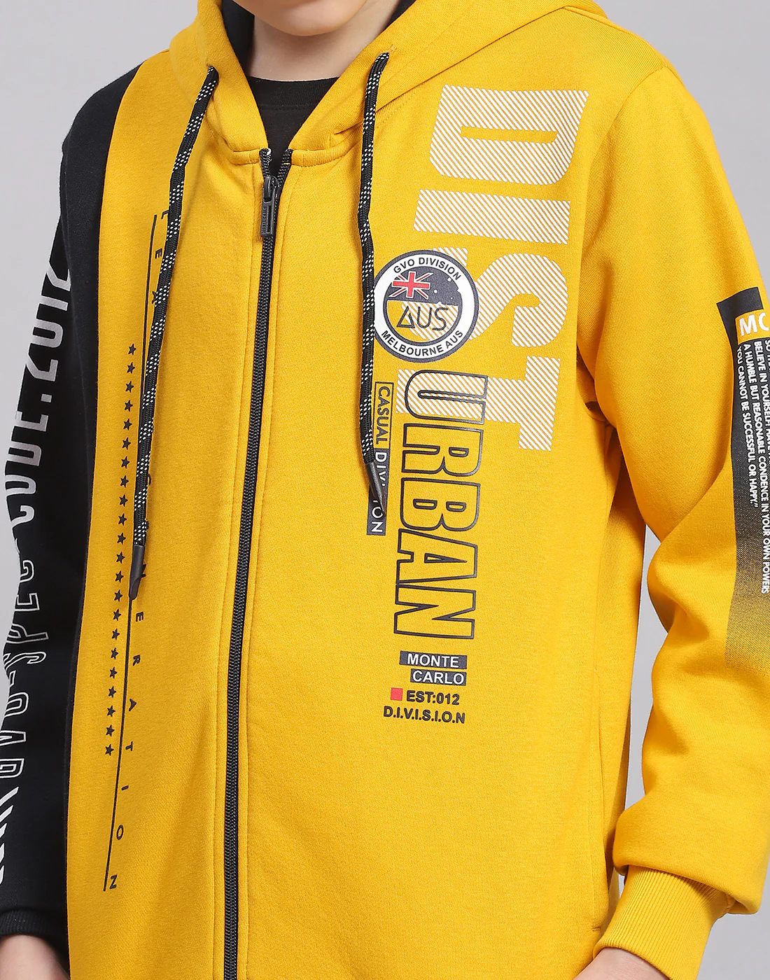 Boys Yellow Printed Hooded Full Sleeve Sweatshirt - Image 6