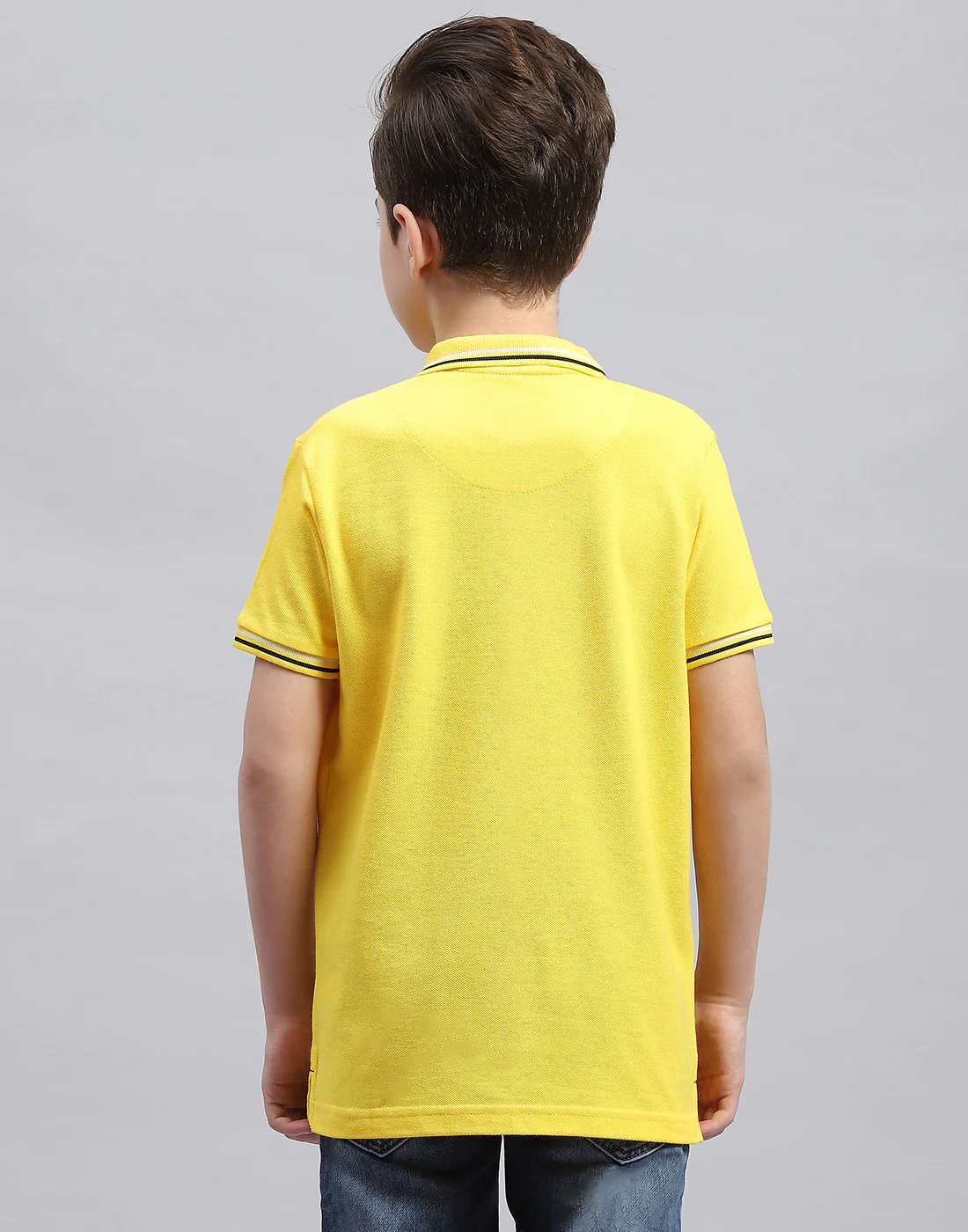 Boys Yellow Printed Polo Collar Half Sleeve T-Shirt - Image 5