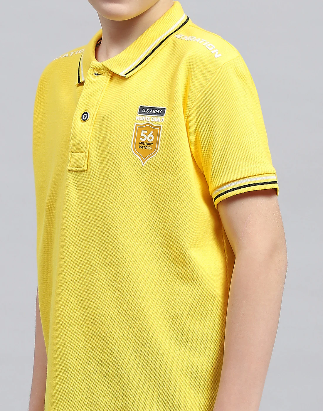 Boys Yellow Printed Polo Collar Half Sleeve T-Shirt - Image 6