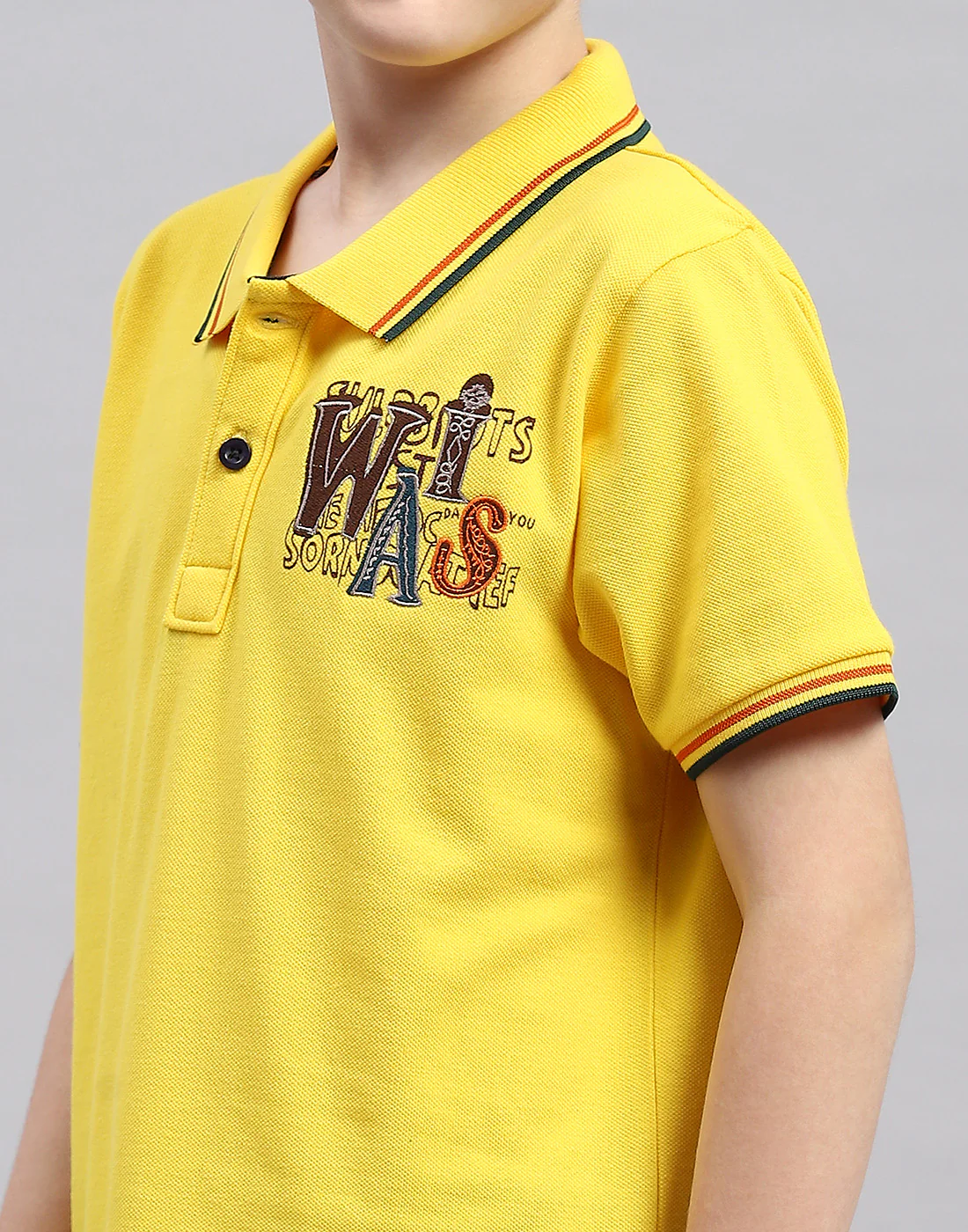 Boys Yellow Printed Polo Collar Half Sleeve T-Shirt - Image 6