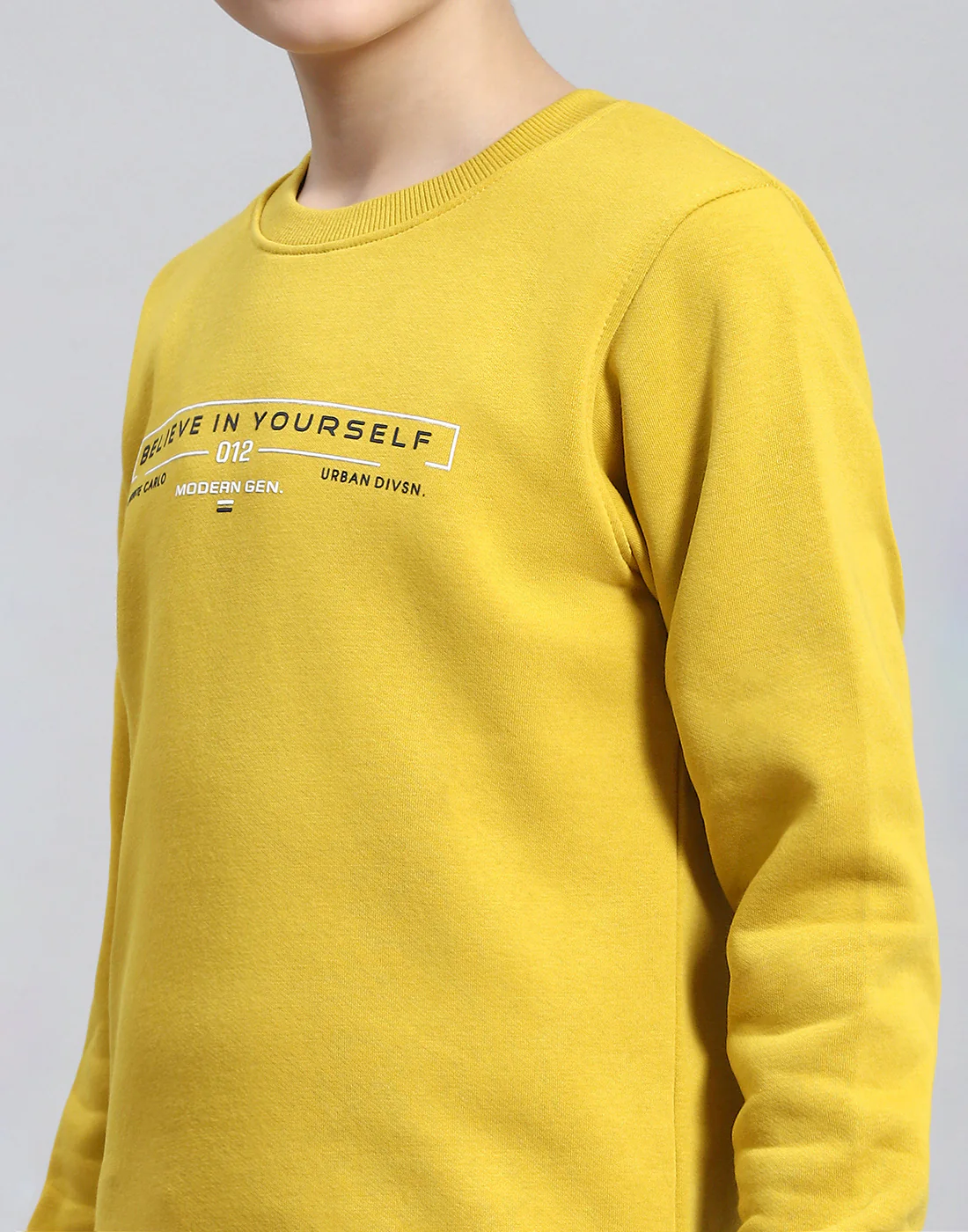 Boys Yellow Printed Round Neck Full Sleeve Sweatshirt - Image 7