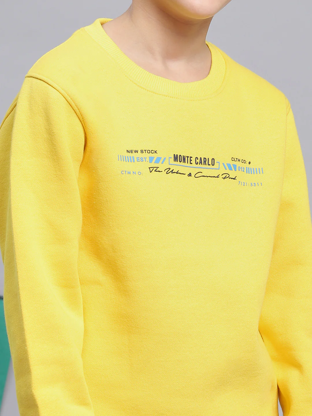 Boys Yellow Printed Round Neck Full Sleeve Sweatshirt - Image 6