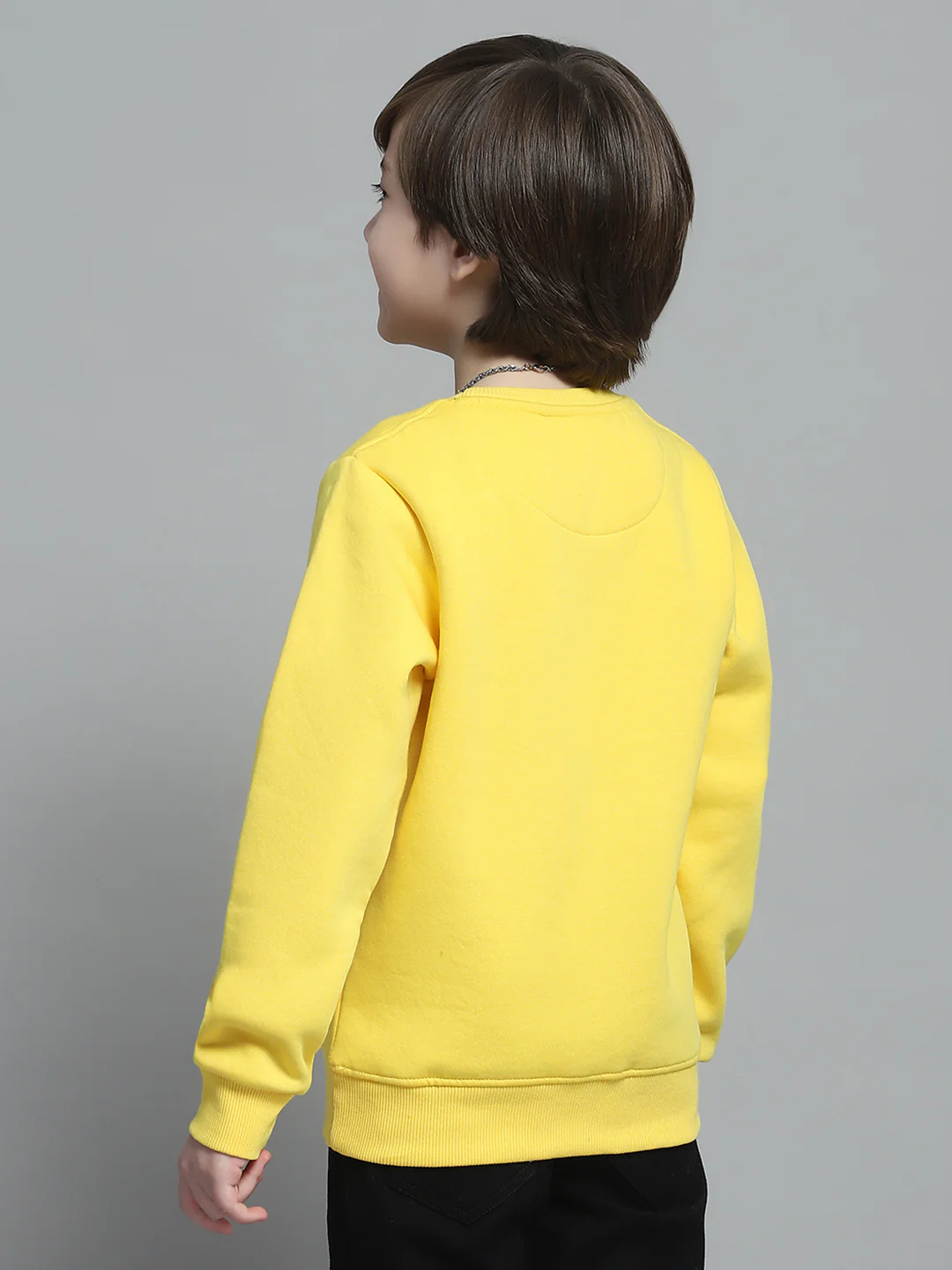 Boys Yellow Printed Round Neck Full Sleeve Sweatshirt - Image 5