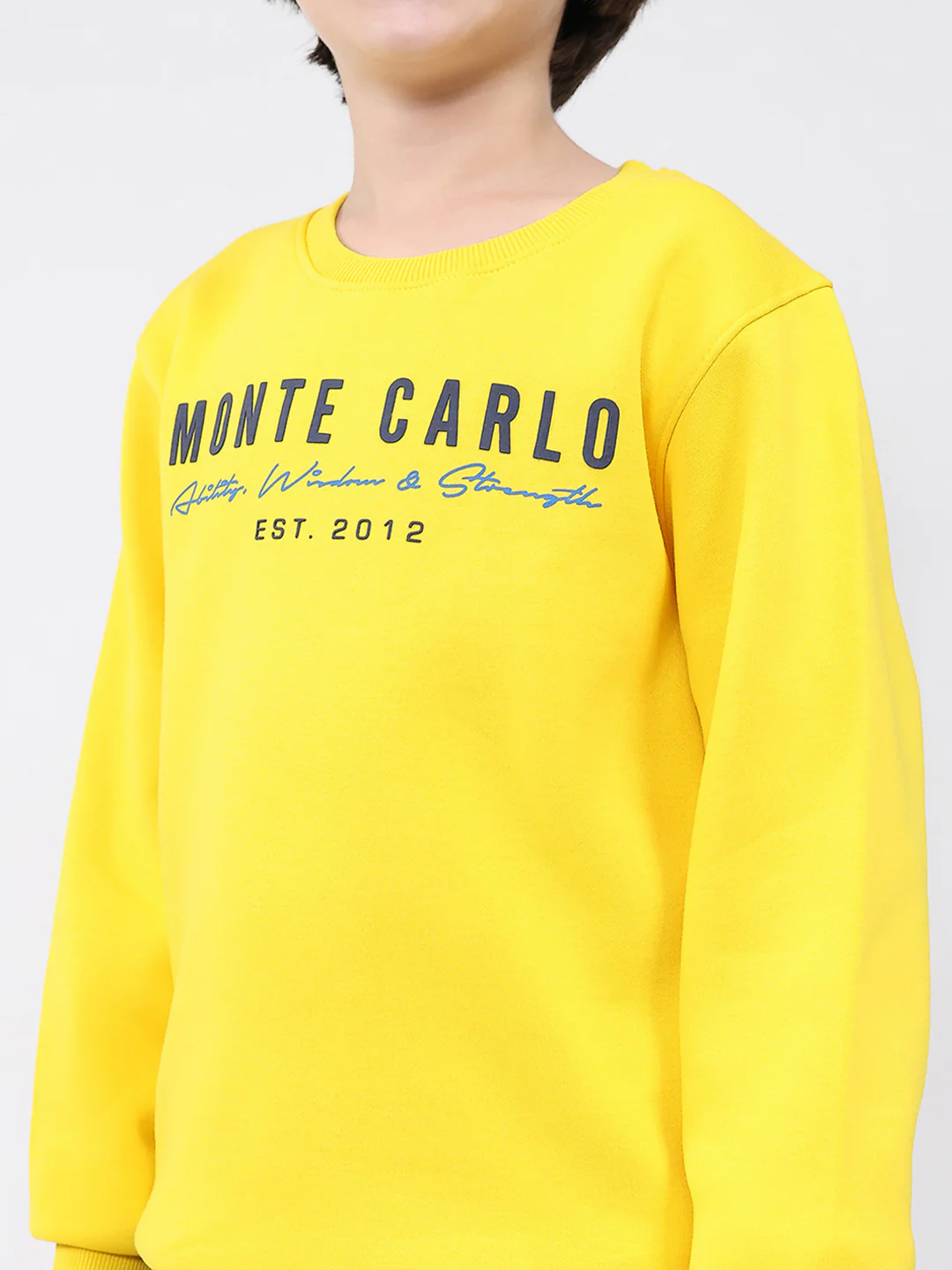 Boys Yellow Printed Round Neck Full Sleeve Sweatshirt - Image 6
