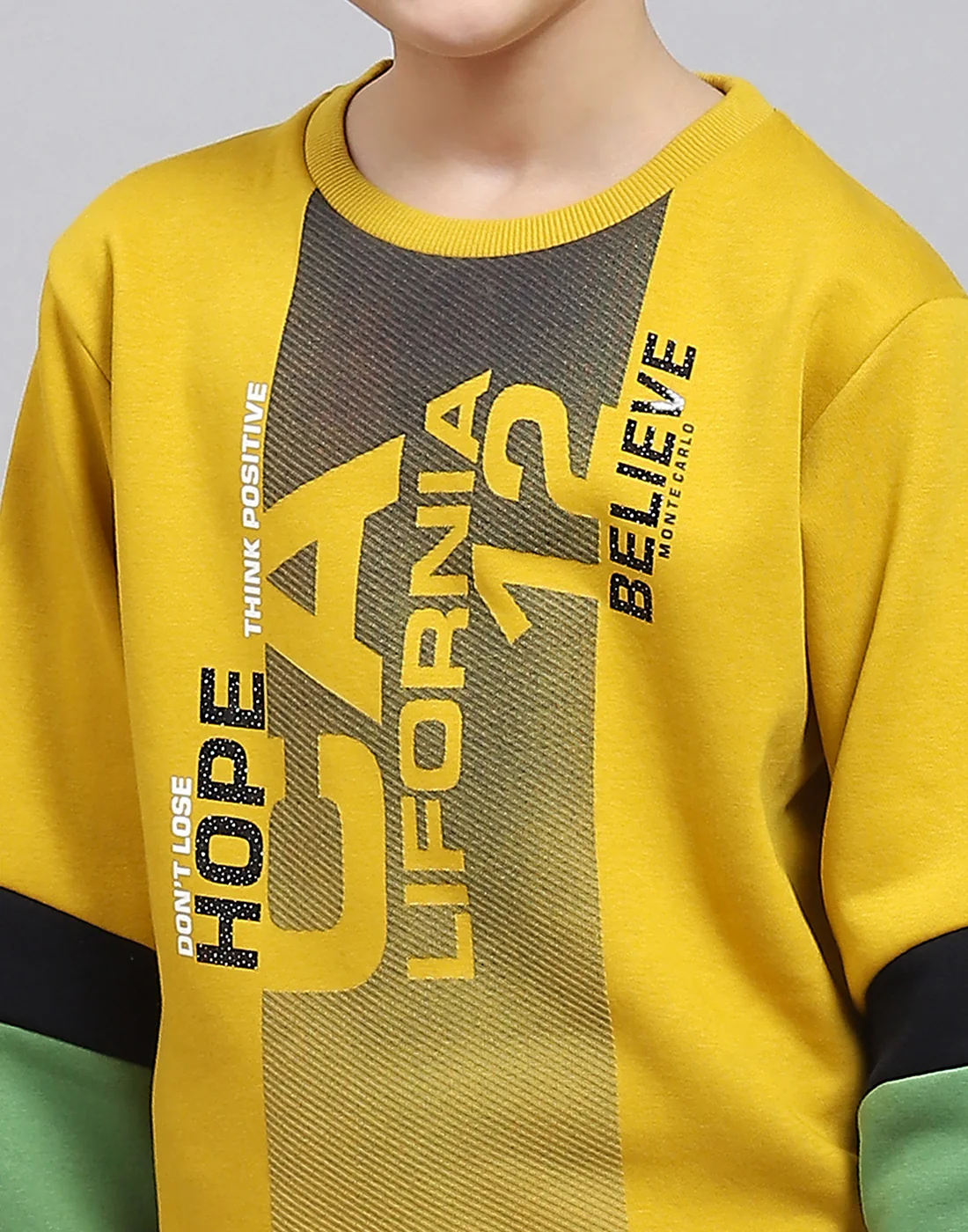 Boys Yellow Printed Round Neck Full Sleeve Tracksuit - Image 8
