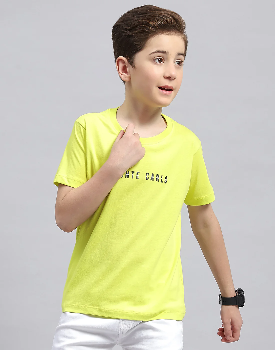 Boys Yellow Printed Round Neck Half Sleeve T-Shirt - Image 2
