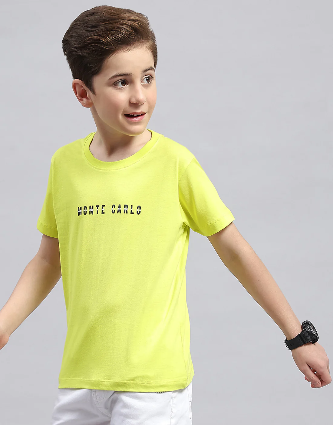 Boys Yellow Printed Round Neck Half Sleeve T-Shirt - Image 3