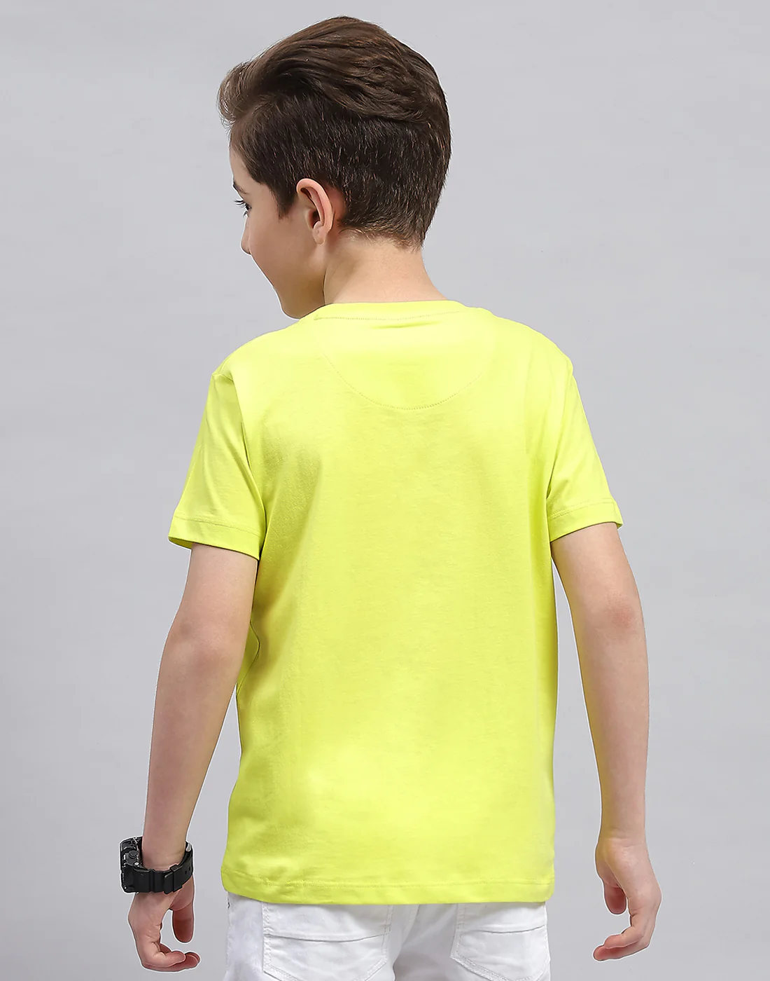 Boys Yellow Printed Round Neck Half Sleeve T-Shirt - Image 5
